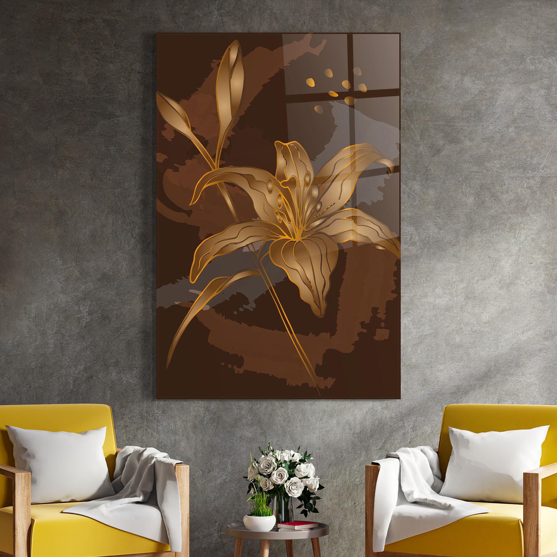 Obraz na Szkle Gold Brown Lily mockup 4