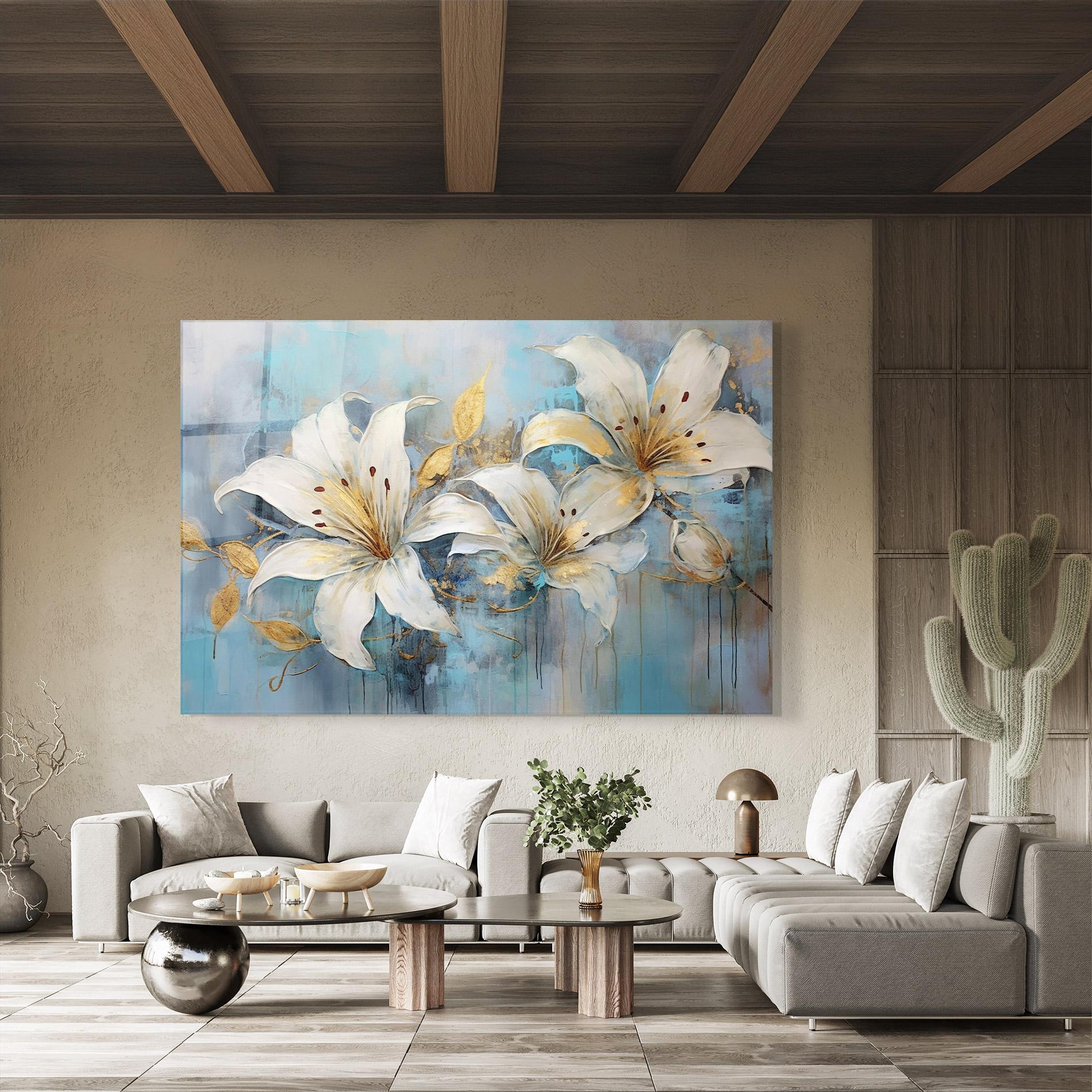 Obraz na Szkle Lily With Gold Painting mockup 8