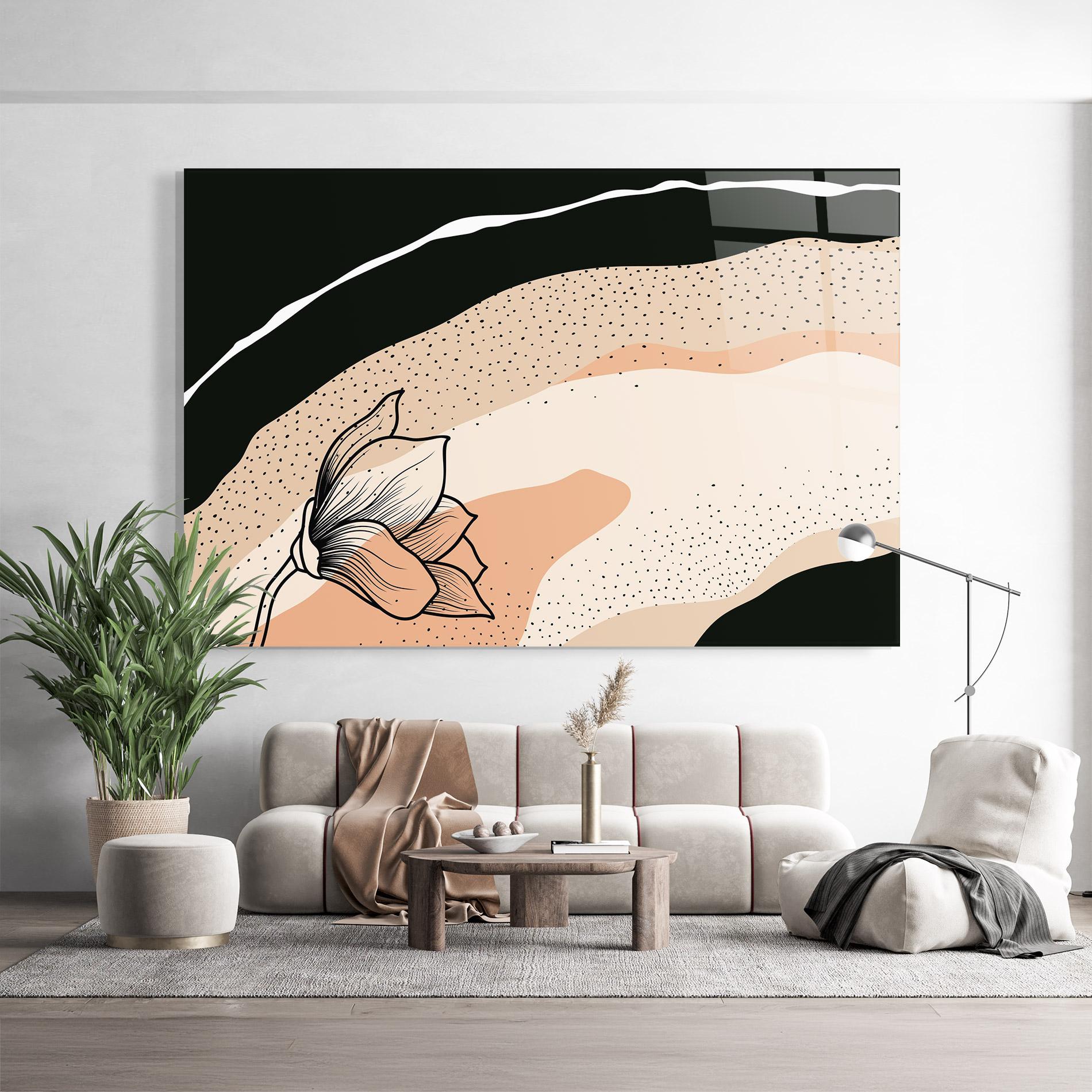 Obraz na Szkle Black Line Art Plant mockup 9