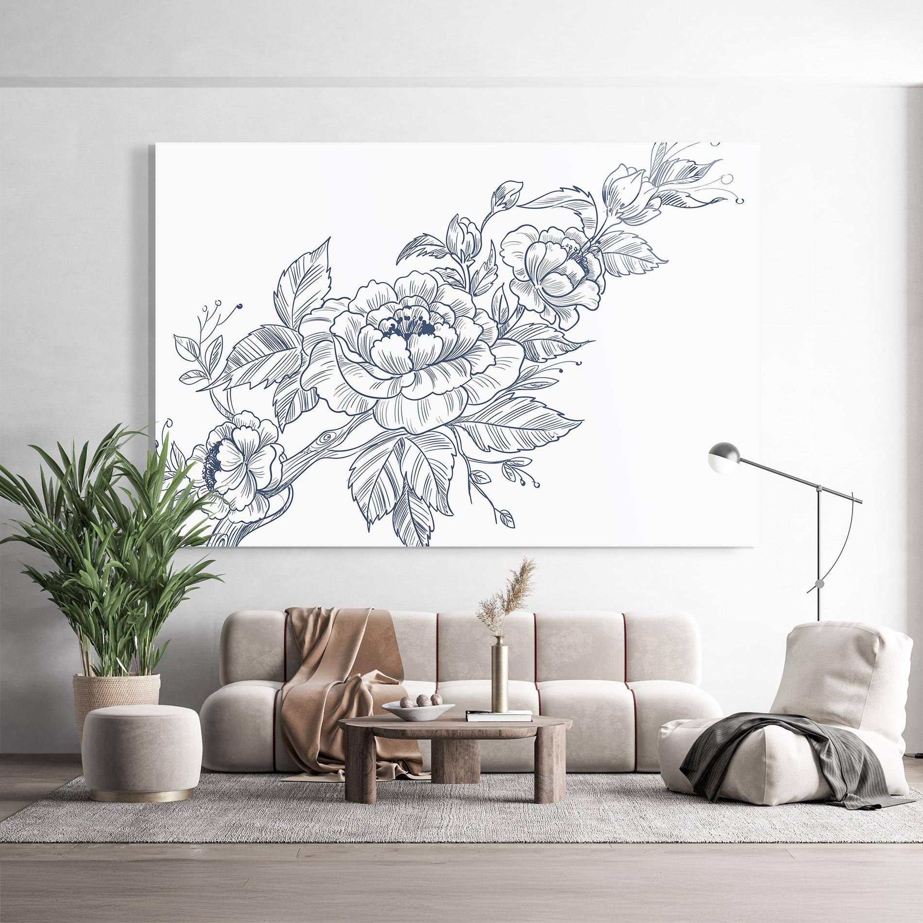 Obraz na Szkle Blue Line Roses mockup 9