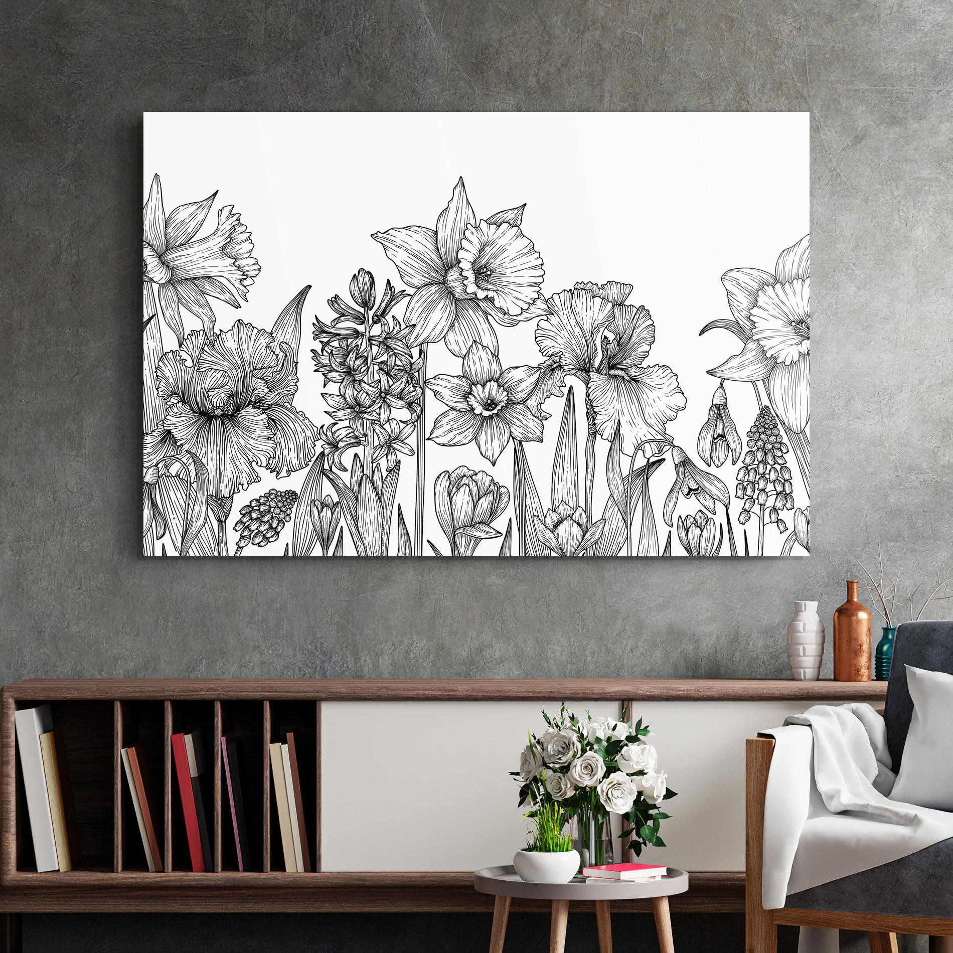 Obraz na Szkle Black Line Plant mockup 2