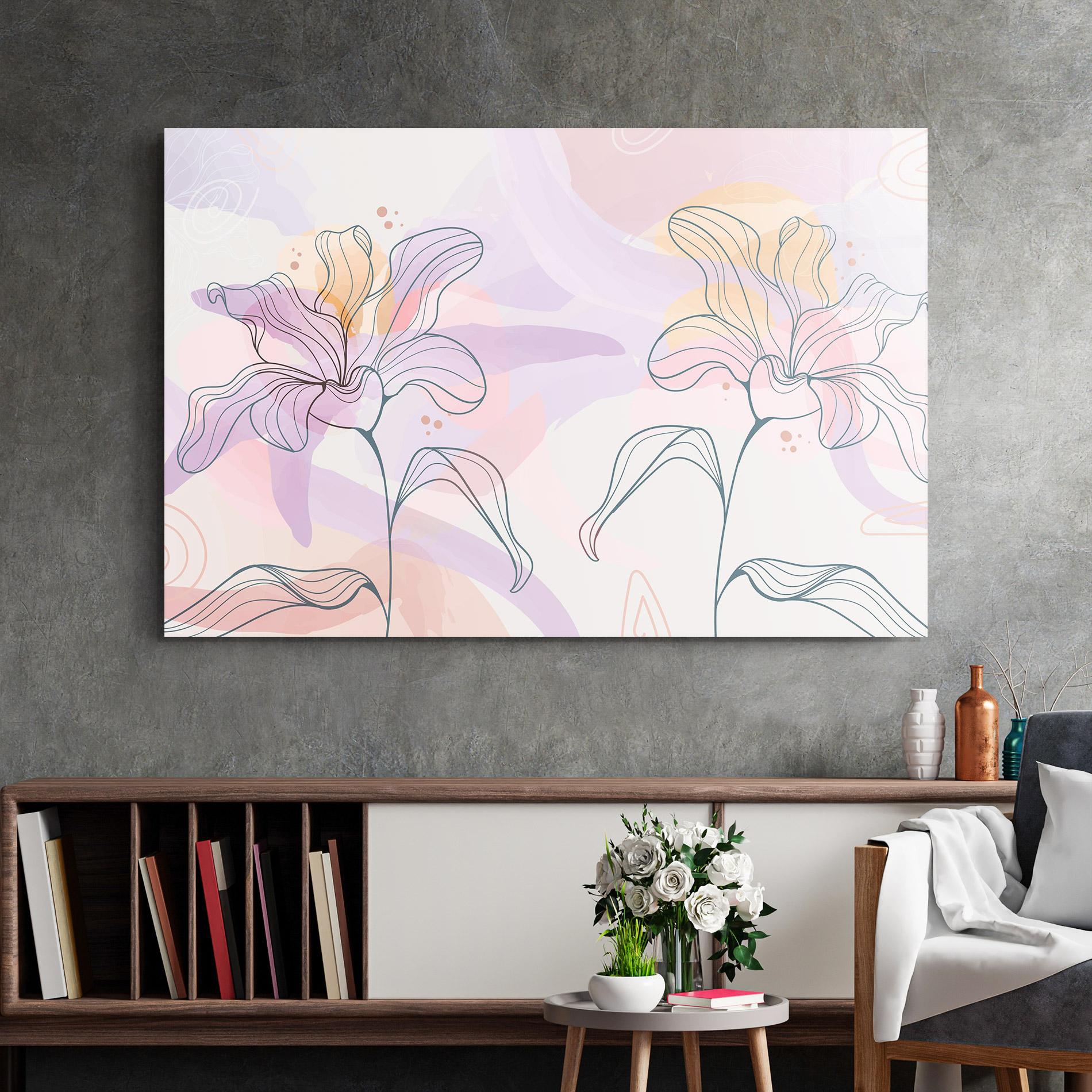 Obraz na Szkle Blue Color Line Flower mockup 2