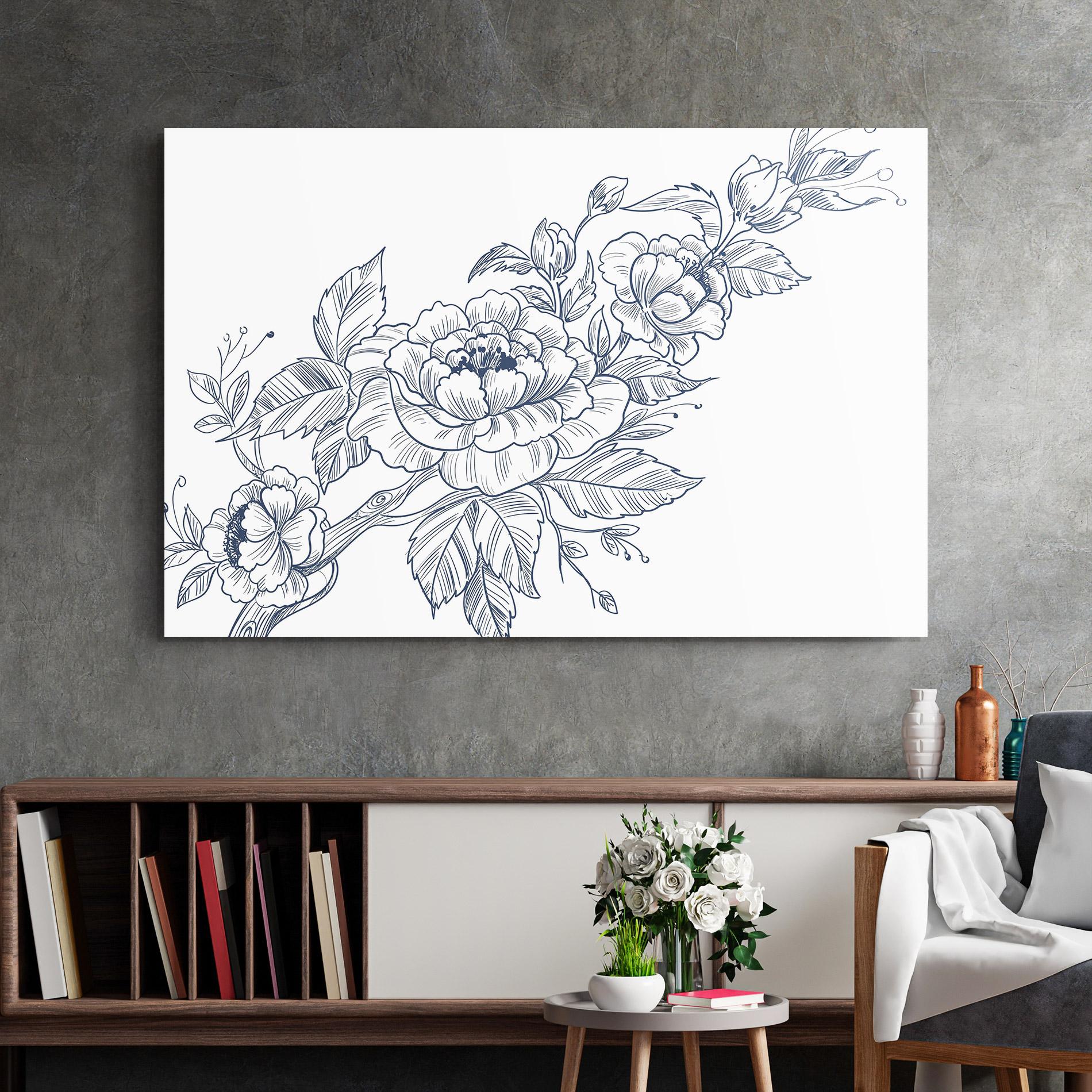 Obraz na Szkle Blue Line Roses mockup 2