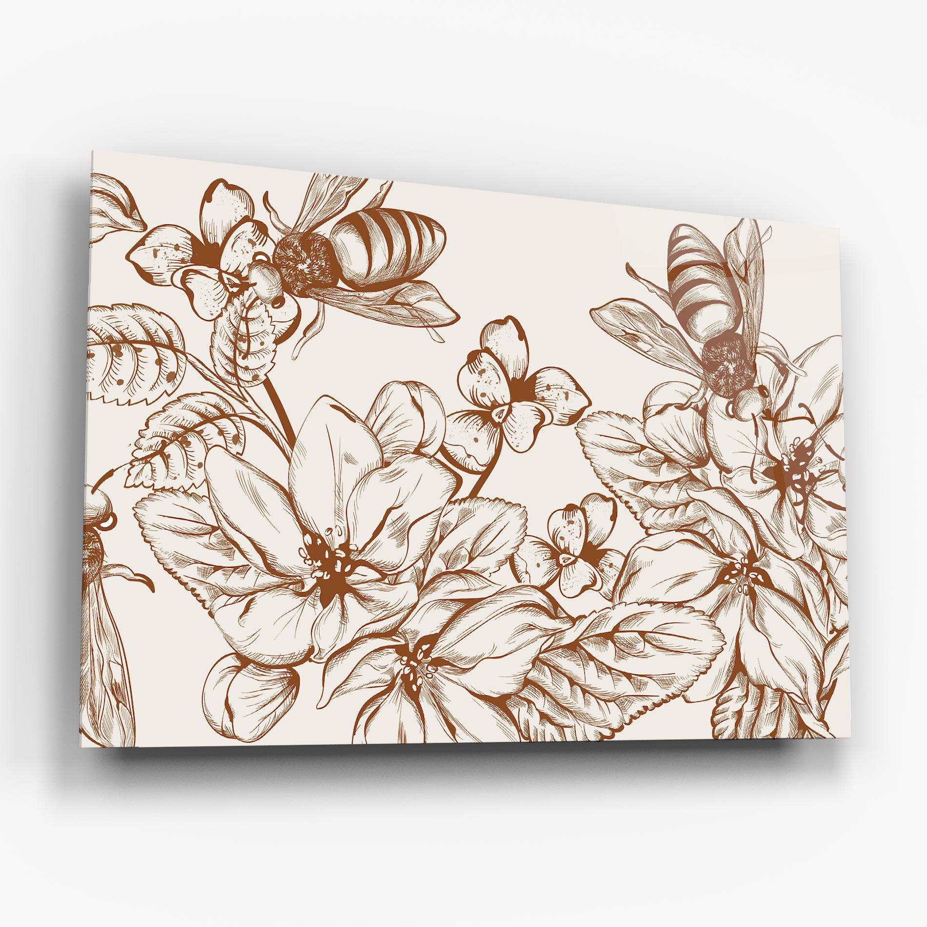 Obraz na Szkle Bee Flower Line mockup 6
