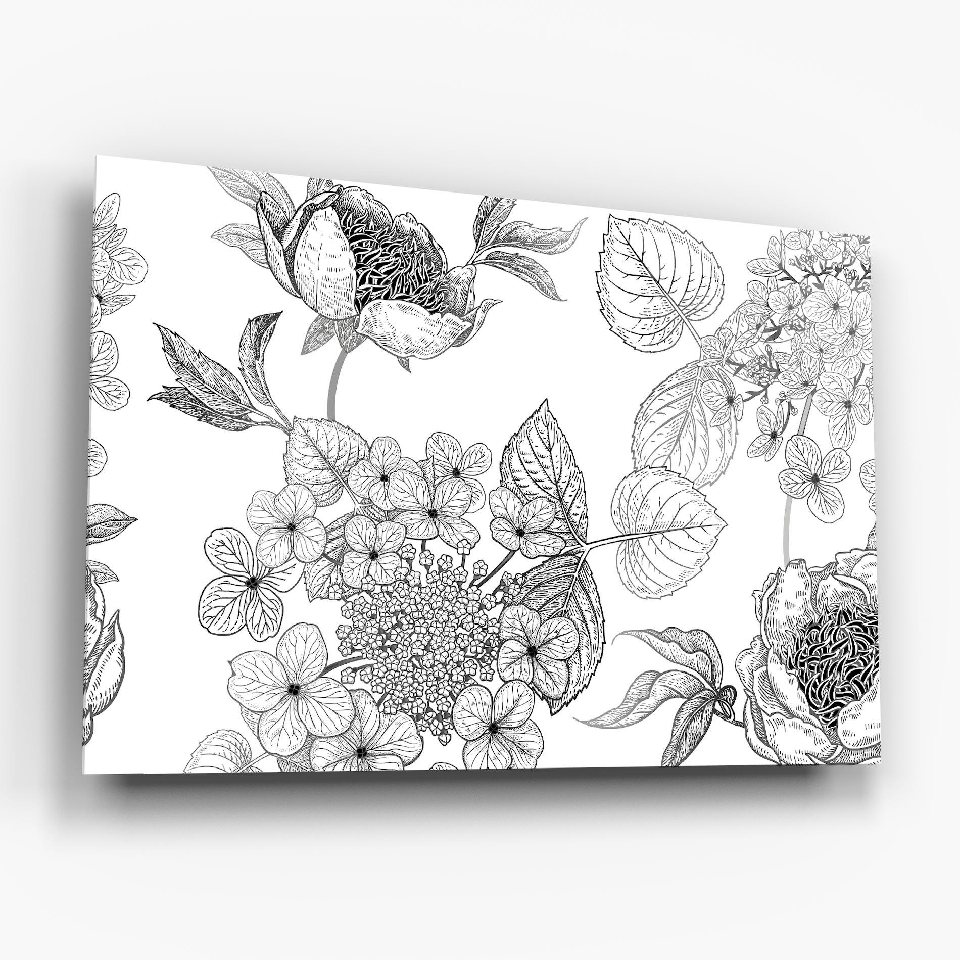 Obraz na Szkle Black Line Flower mockup 6