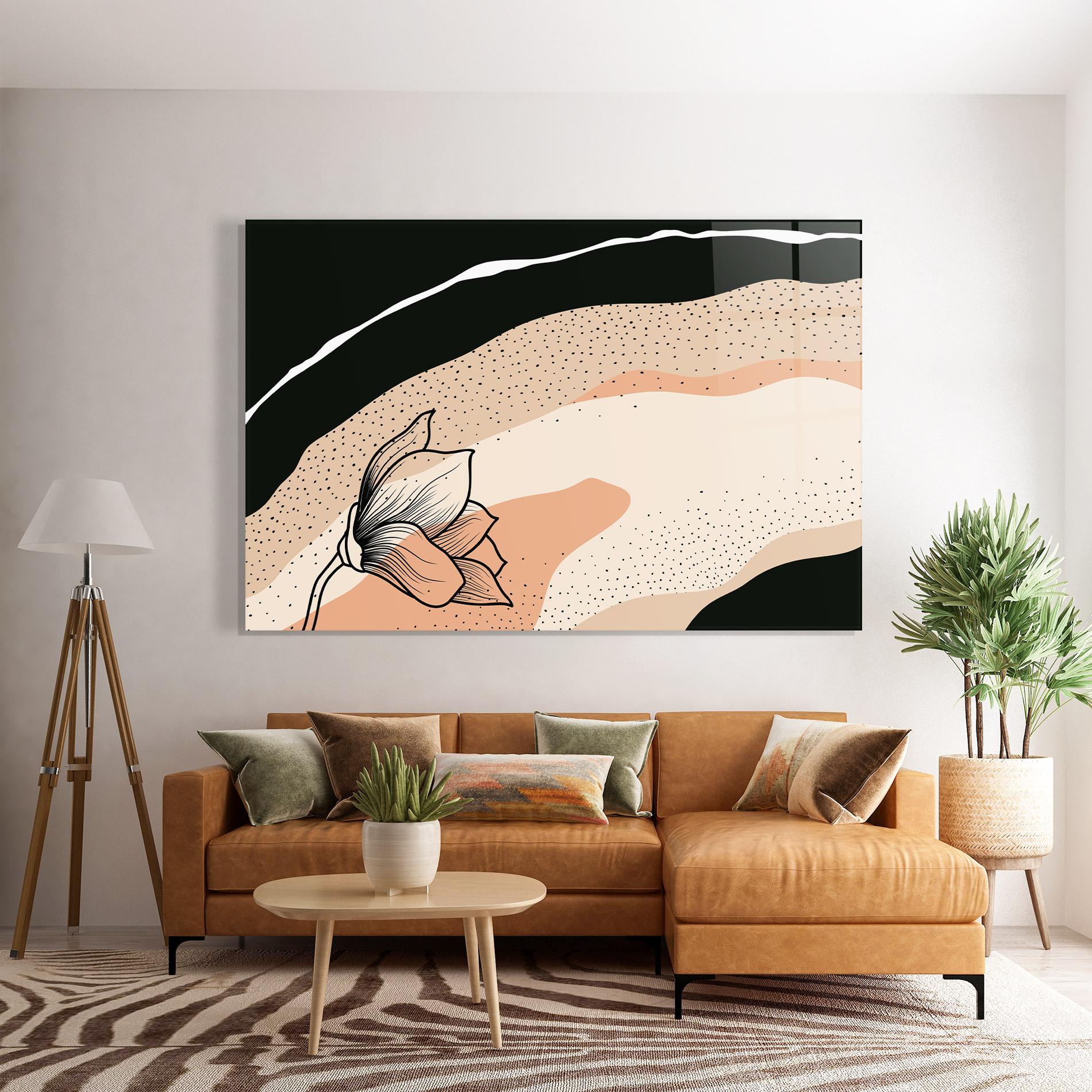 Obraz na Szkle Black Line Art Plant mockup 7