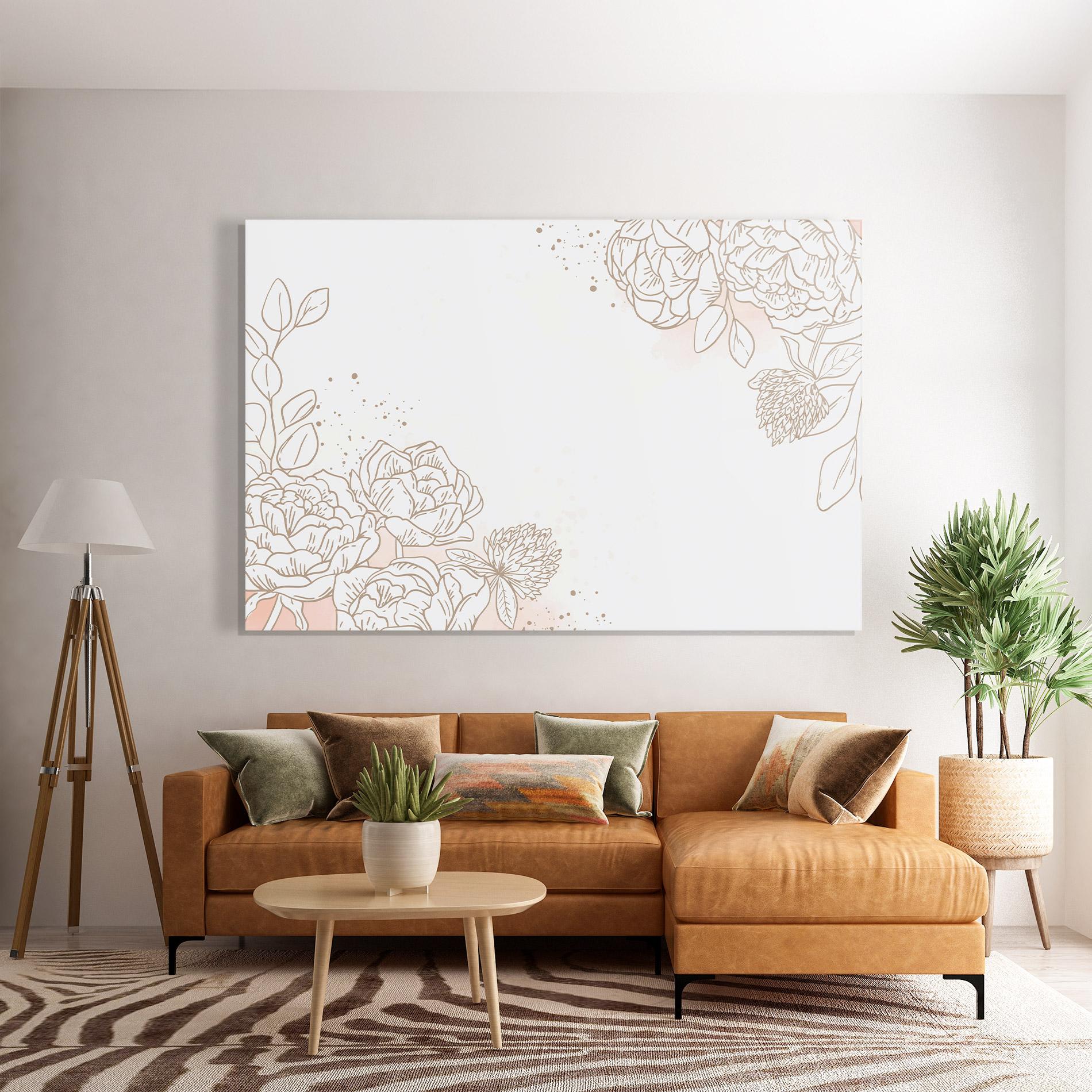 Obraz na Szkle Cream Line Flower mockup 7