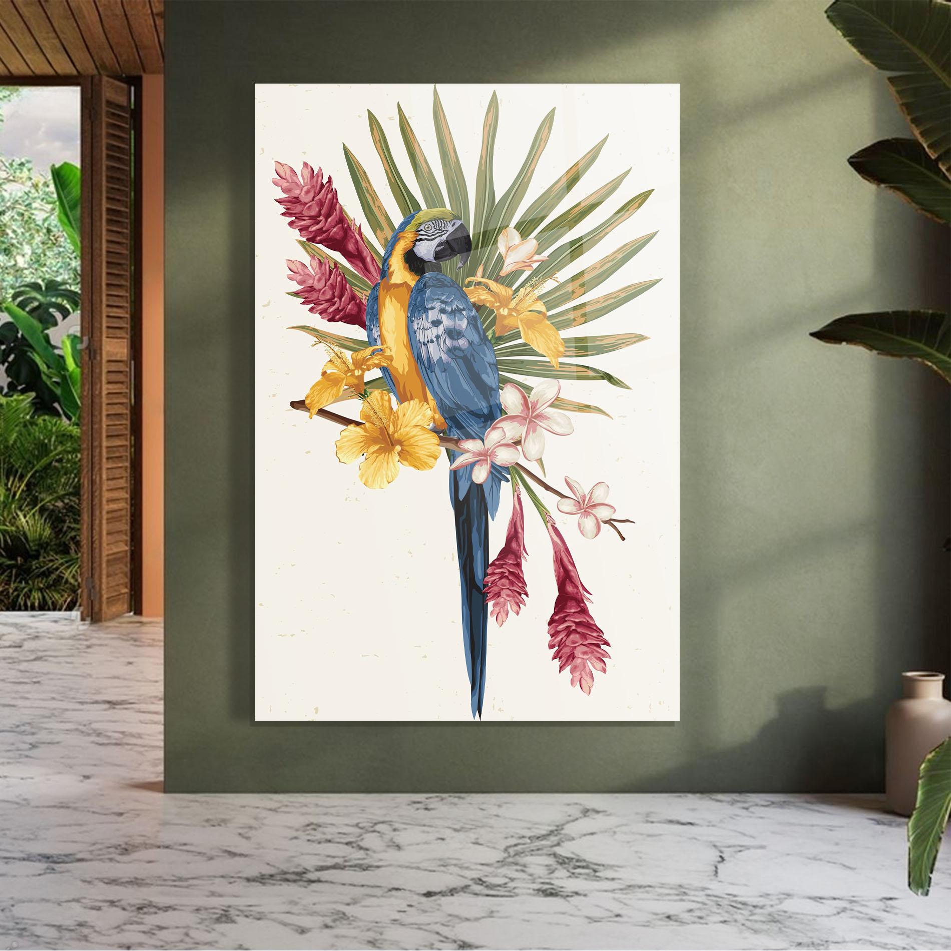 Obraz na Szkle Exotic Bird Flower mockup 7