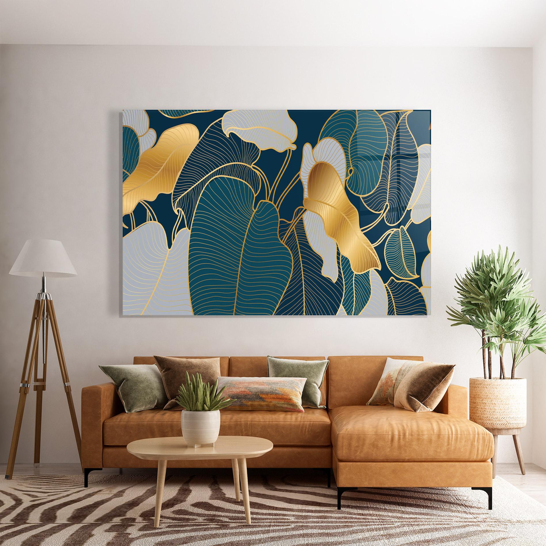 Obraz na Szkle Golden Leaves mockup 7