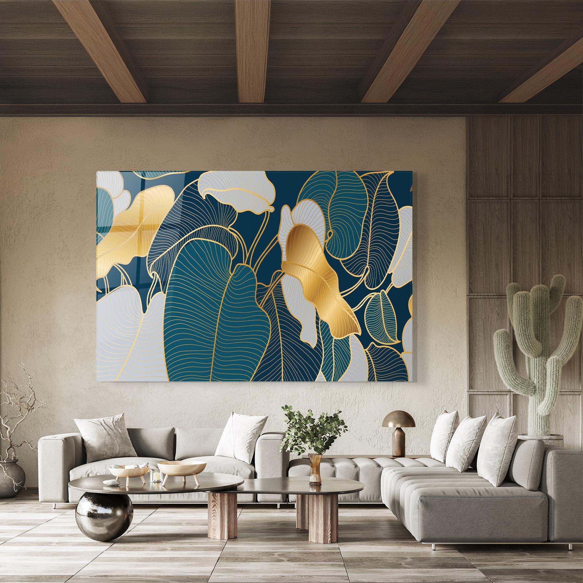 Obraz na Szkle Golden Leaves mockup 8