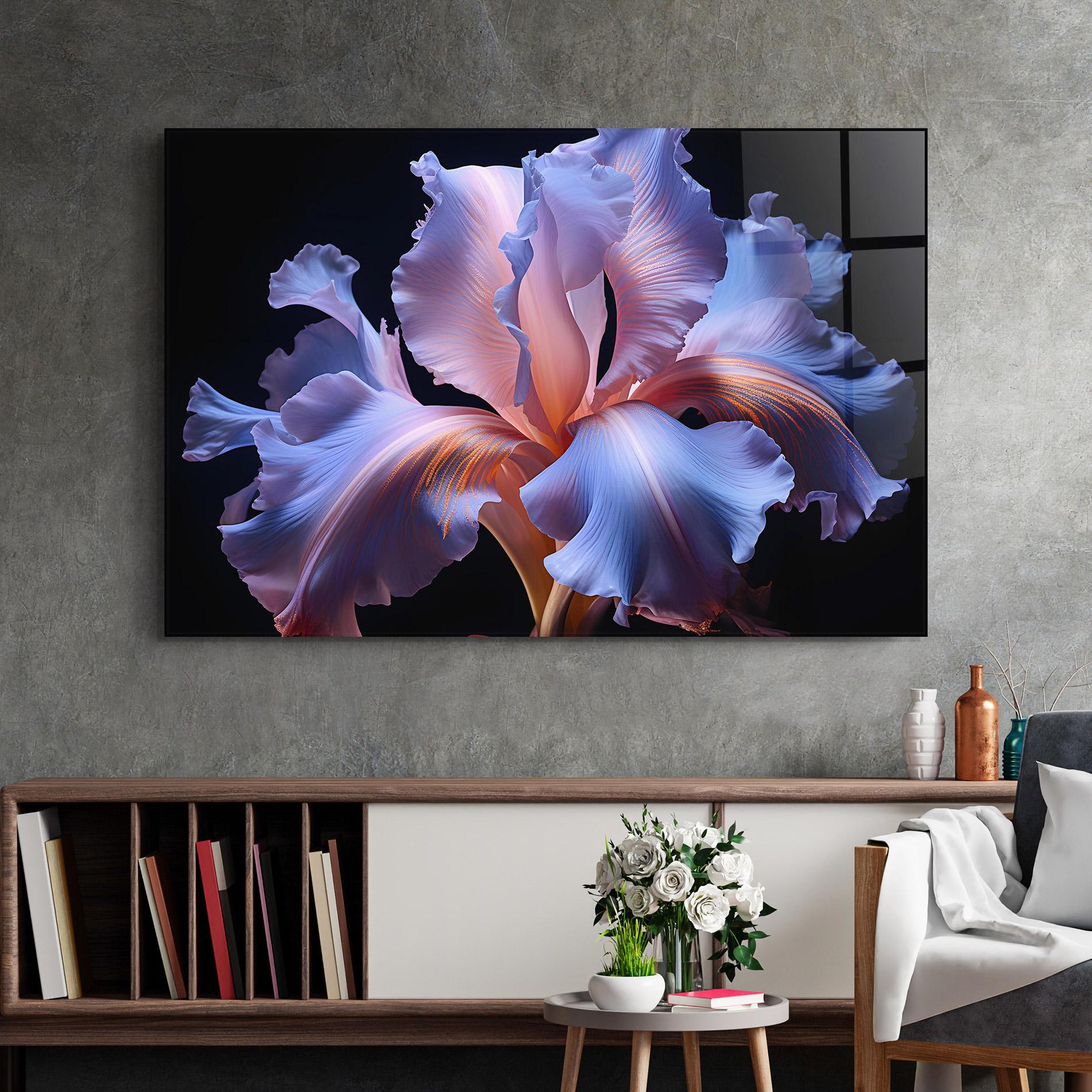 Obraz na Szkle Elegant Iris On Black mockup 2