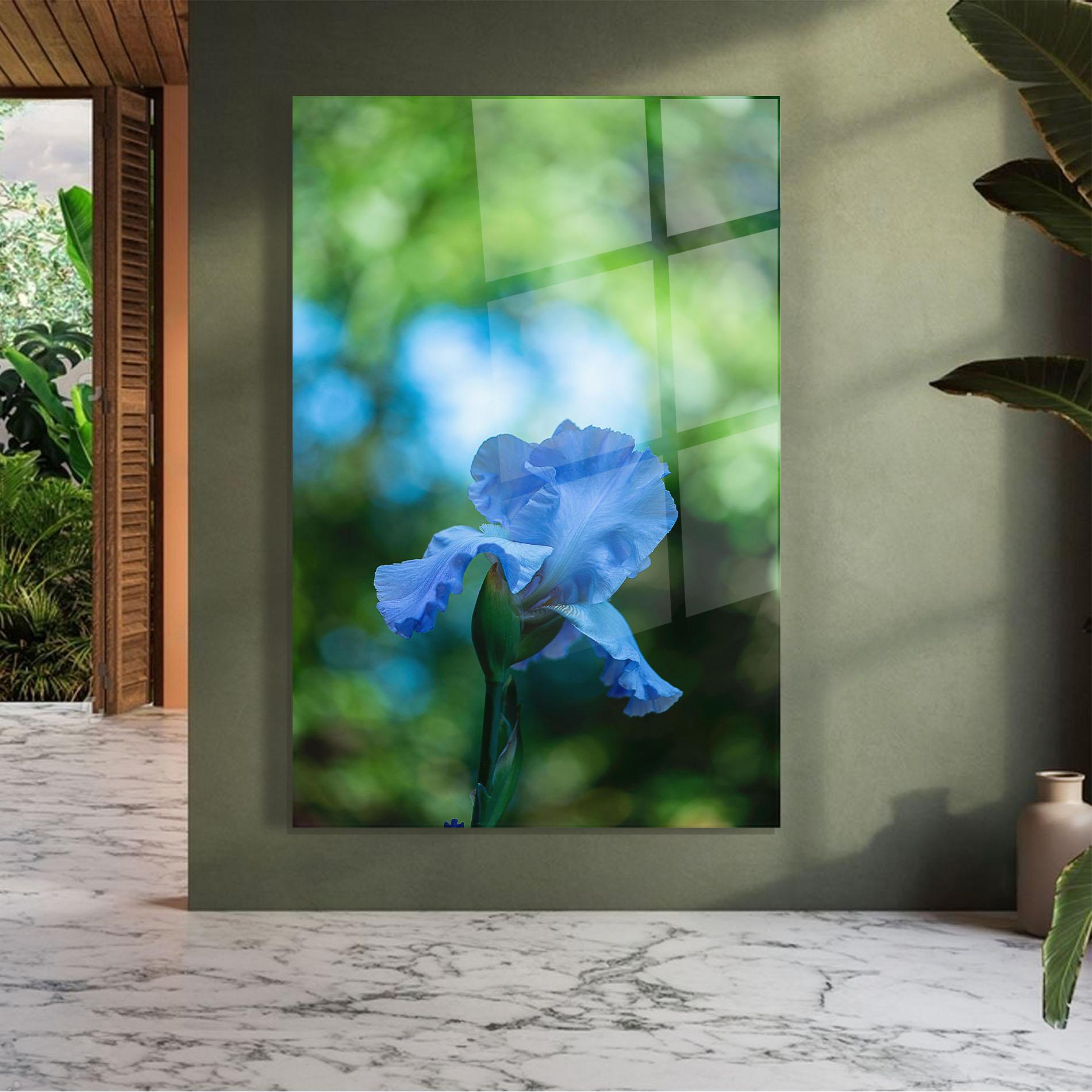Obraz na Szkle Blue Iris In The Garden mockup 7