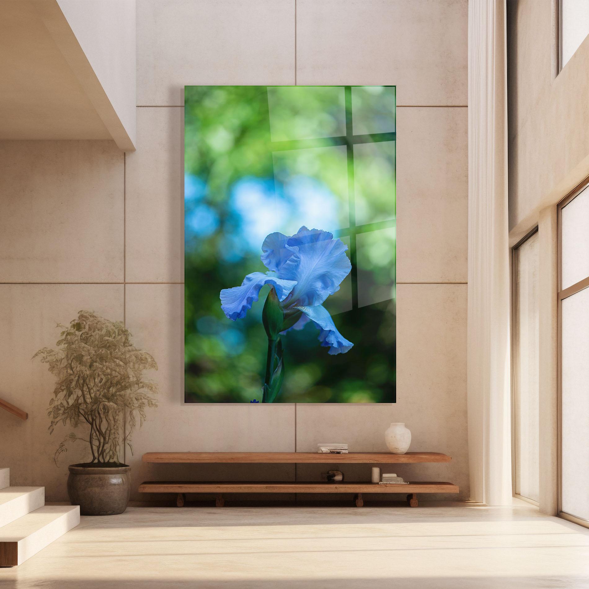 Obraz na Szkle Blue Iris In The Garden mockup 8