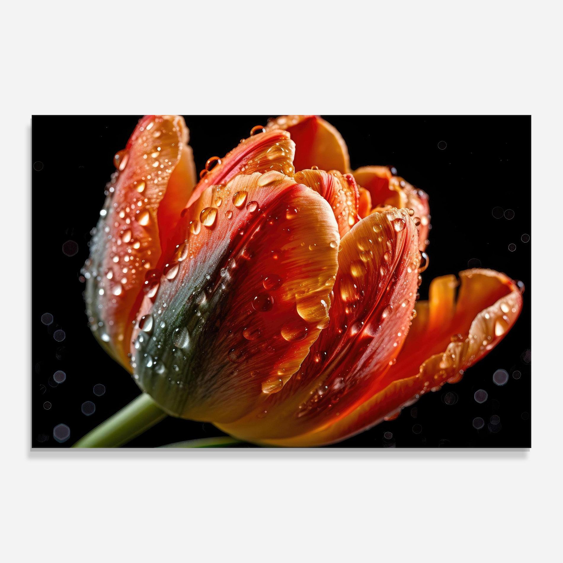 Obraz na Szkle Big Wet Orange Tulip mockup 0
