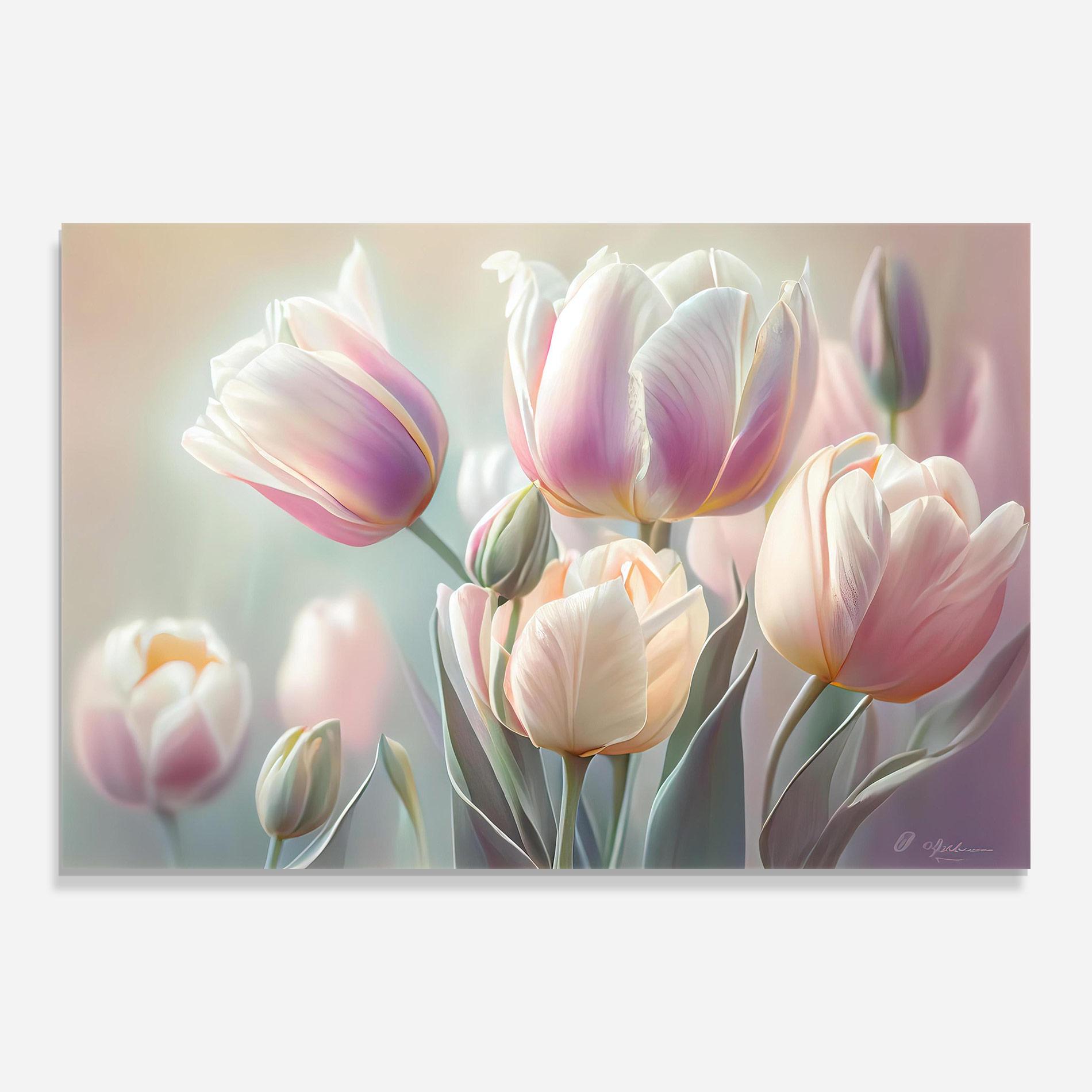 Obraz na Szkle Dreamy White Tulips mockup 0