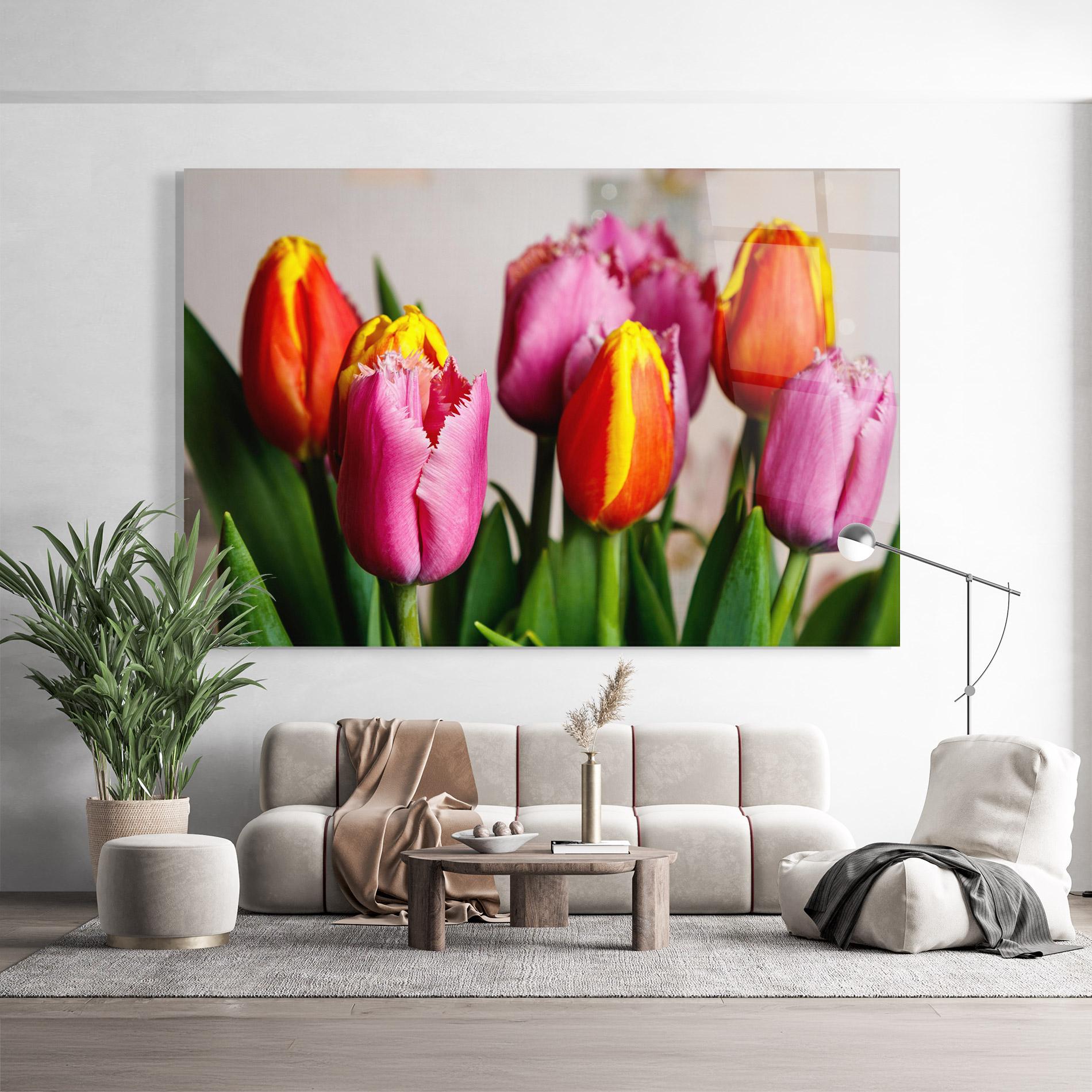 Obraz na Szkle Pink Orange Tulips mockup 9