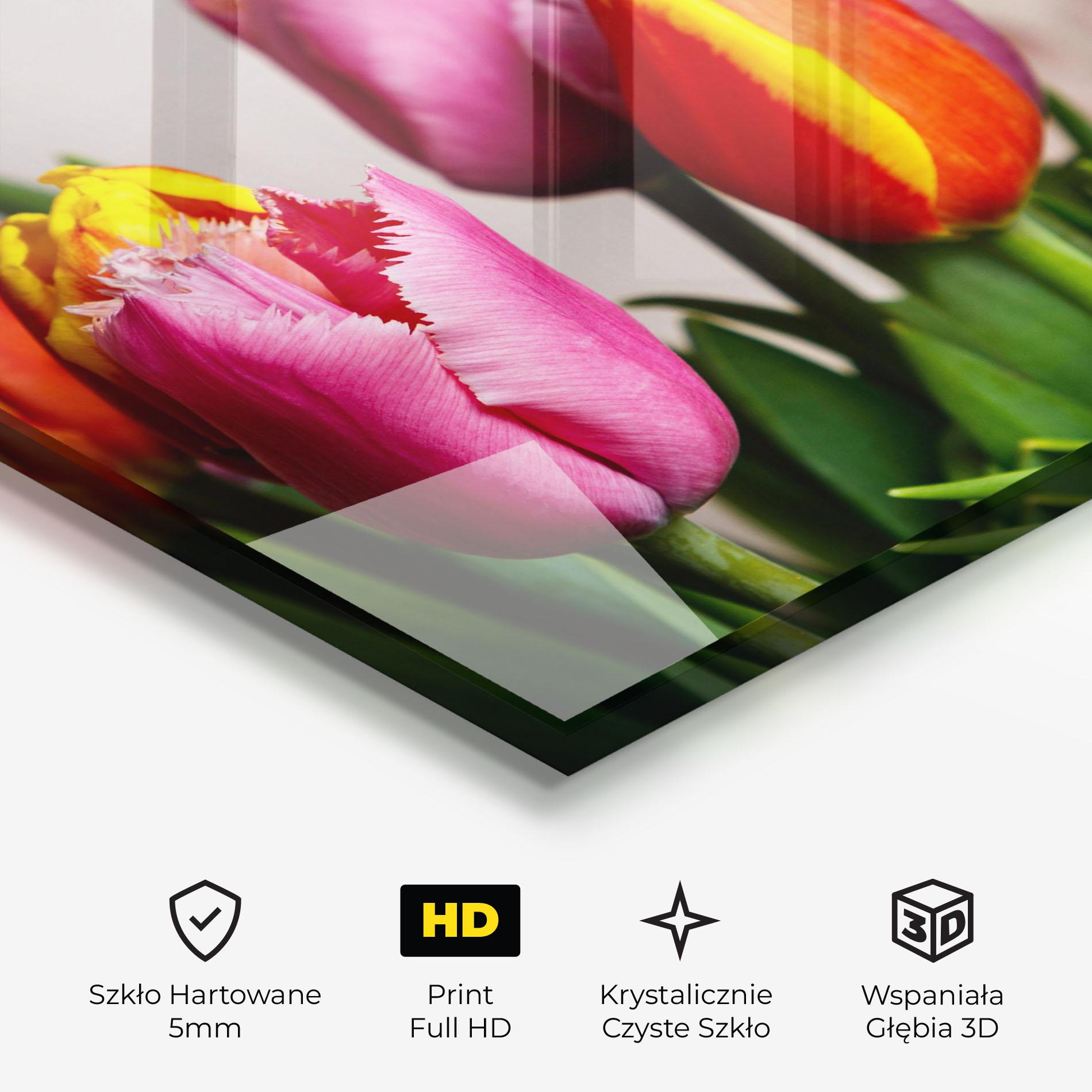 Obraz na Szkle Pink Orange Tulips mockup 3