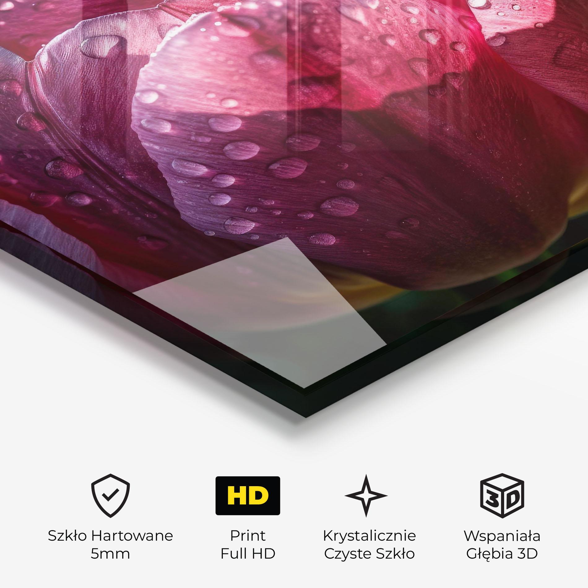 Obraz na Szkle Pink Tulip After Rain mockup 3