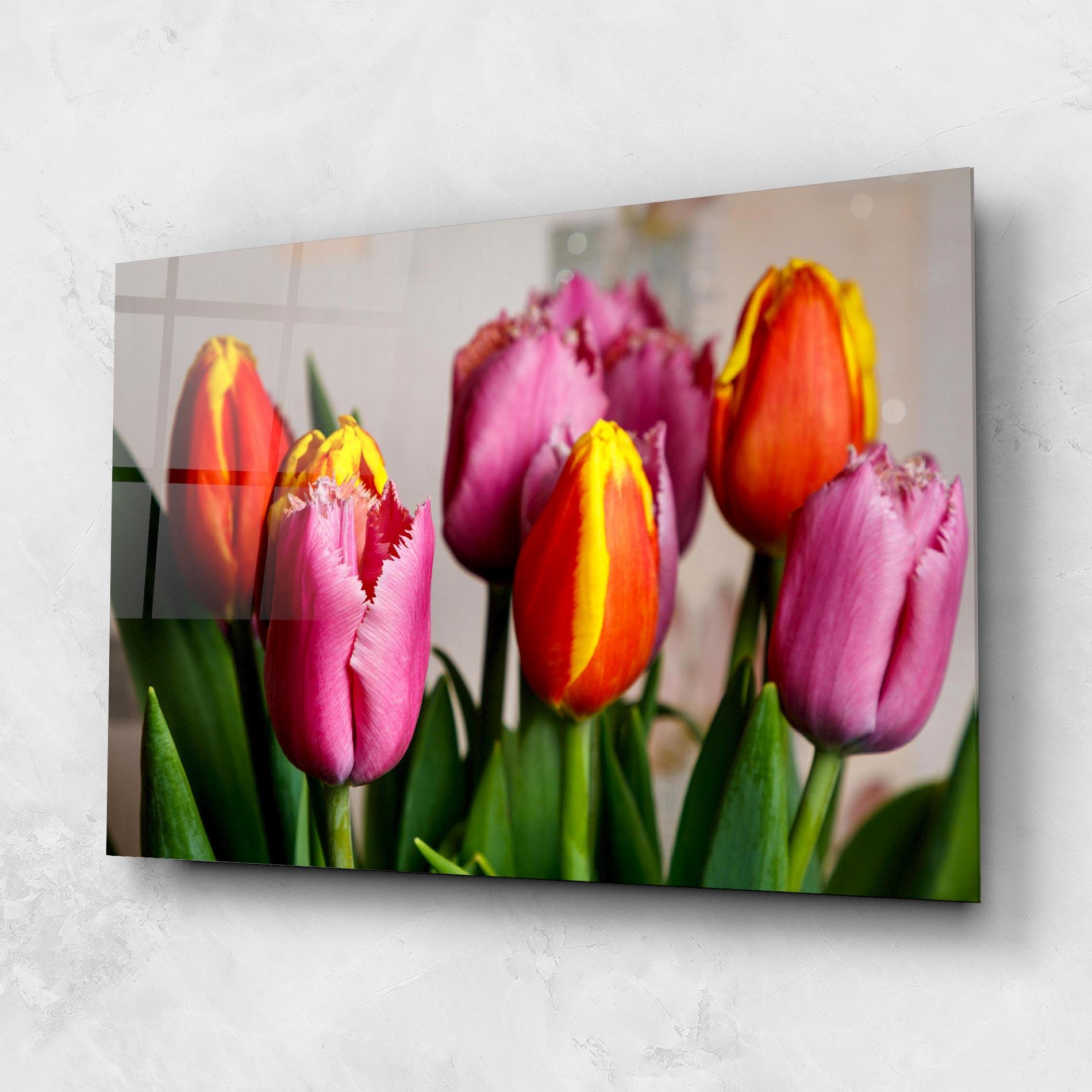 Obraz na Szkle Pink Orange Tulips mockup 1
