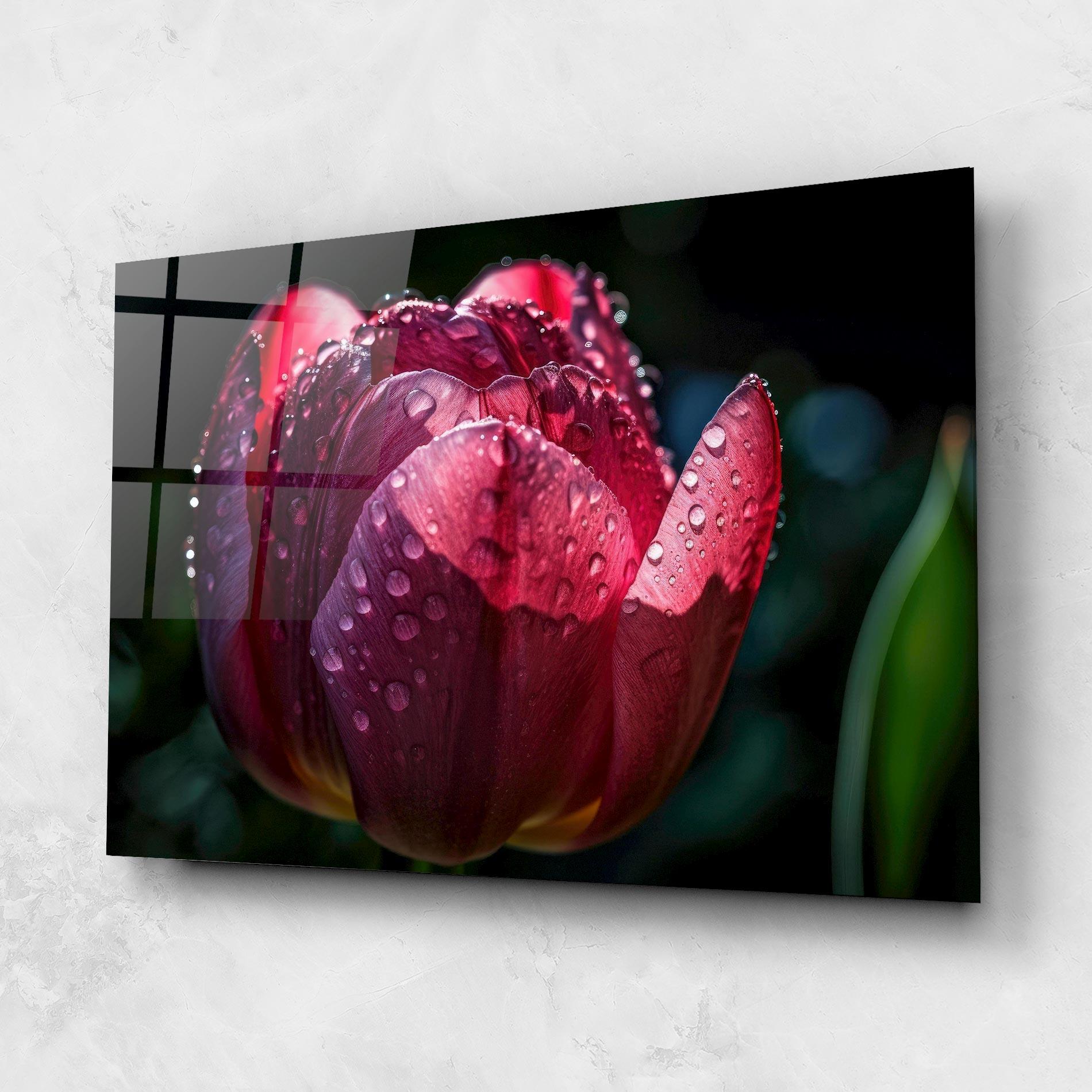 Obraz na Szkle Pink Tulip After Rain mockup 1