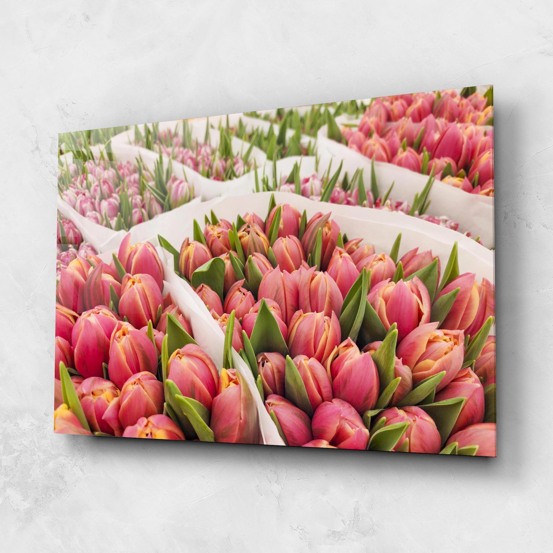 Obraz na Szkle Pretty Pink Tulips Bouquet mockup 1