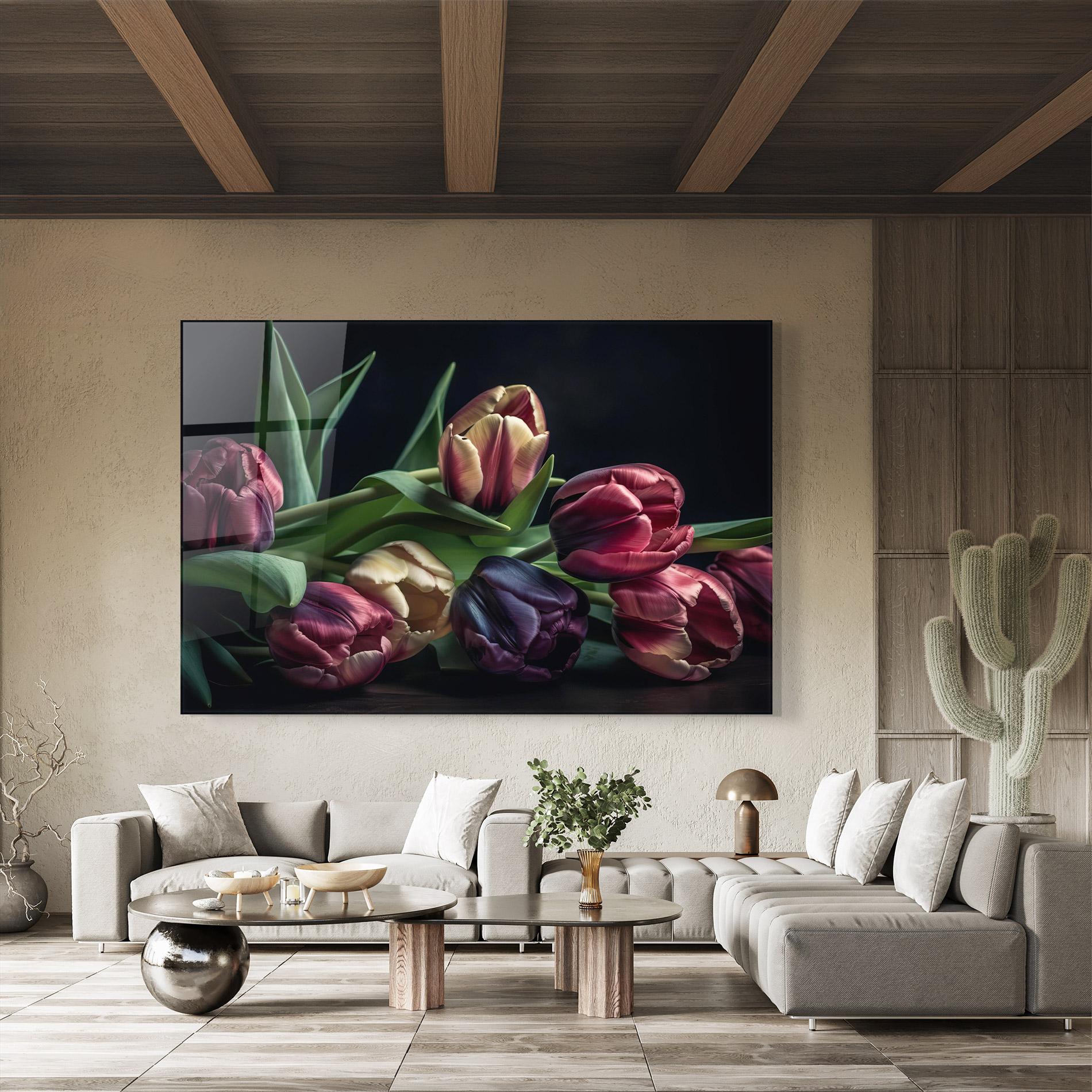 Obraz na Szkle Dark Purple Tulip mockup 8