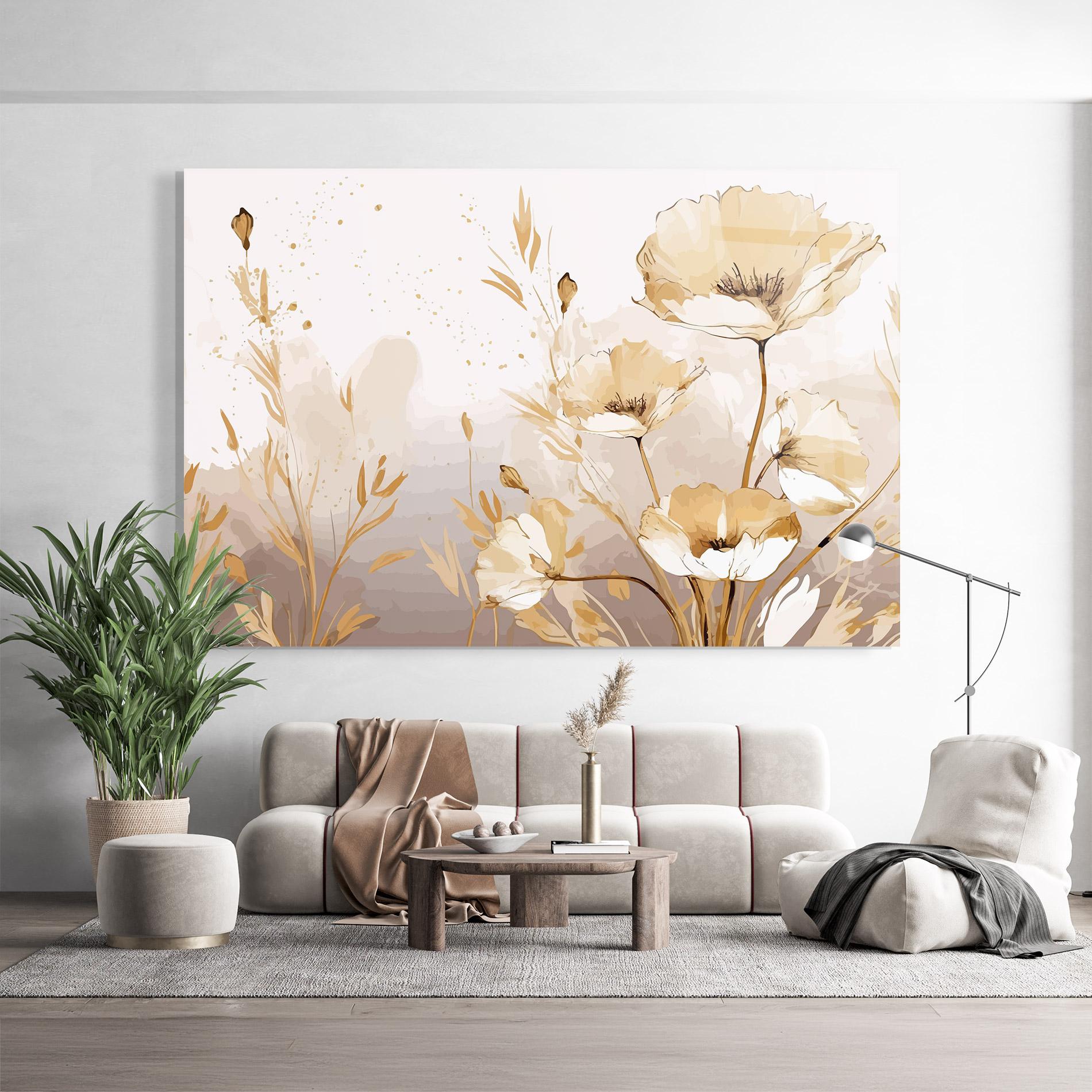 Obraz na Szkle Gold Cream Poppy mockup 9