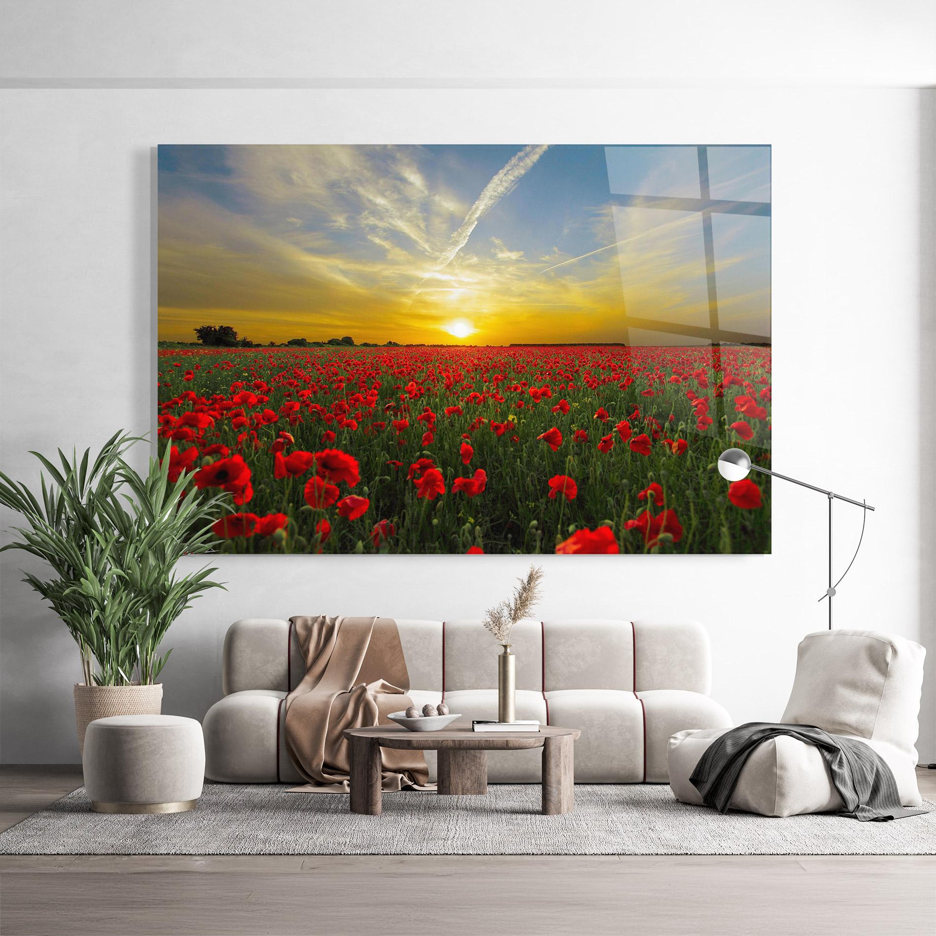 Obraz na Szkle Poppies Sunset mockup 9