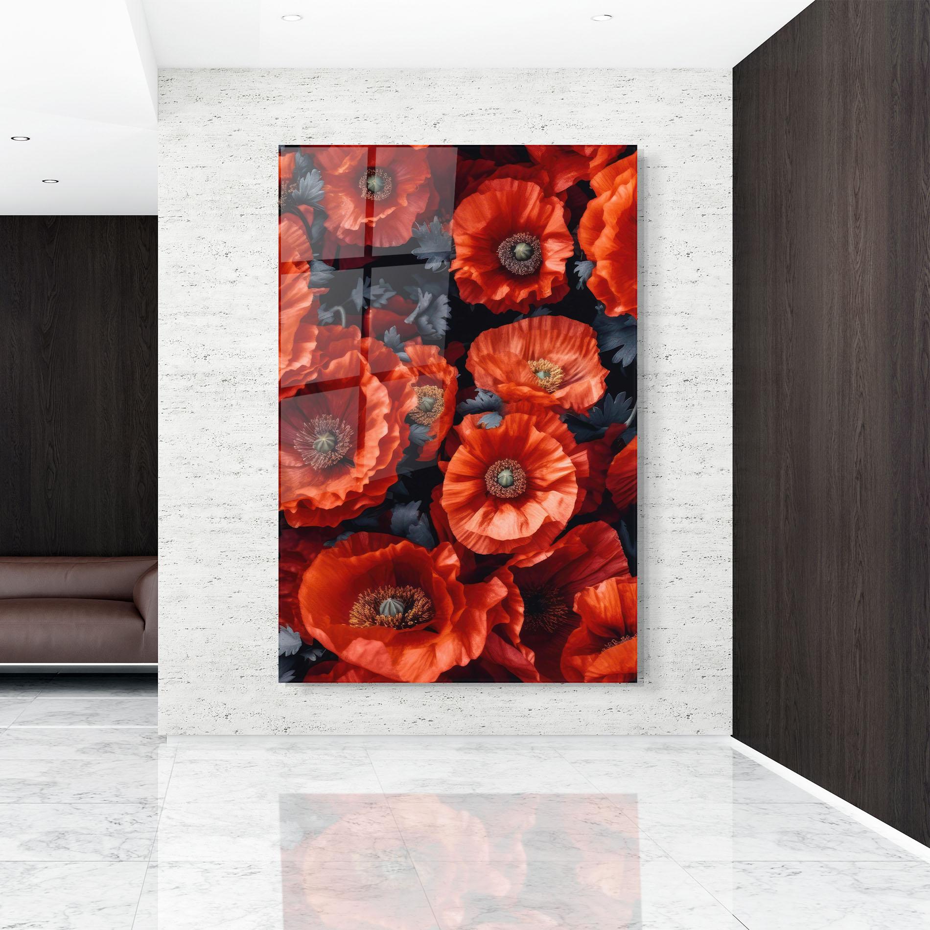 Obraz na Szkle Black Red Poppies mockup 9