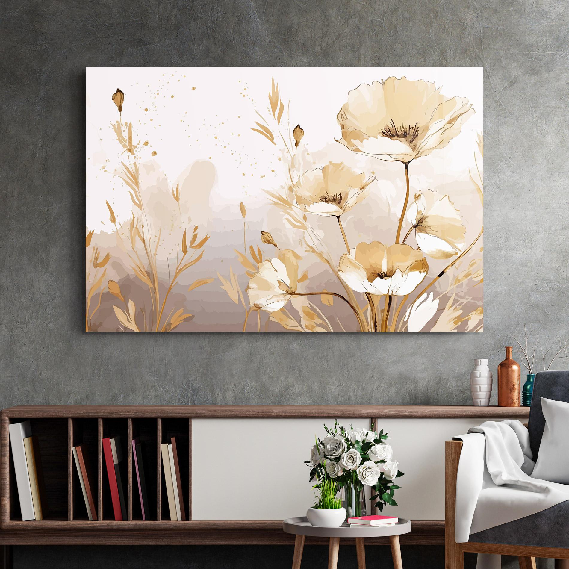 Obraz na Szkle Gold Cream Poppy mockup 2