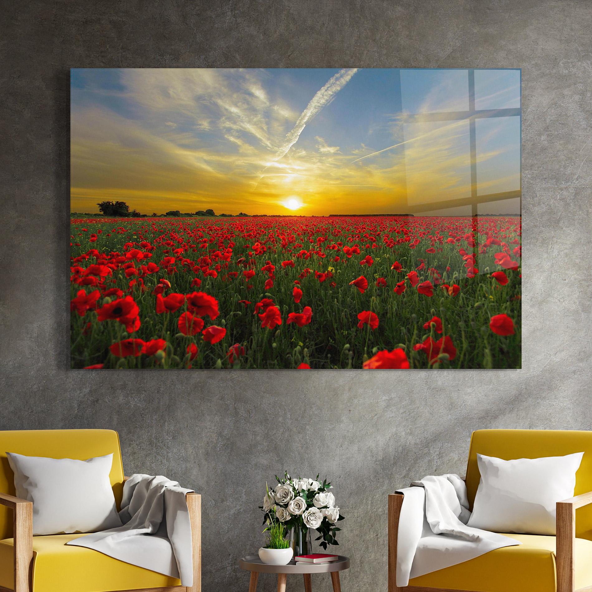 Obraz na Szkle Poppies Sunset mockup 4
