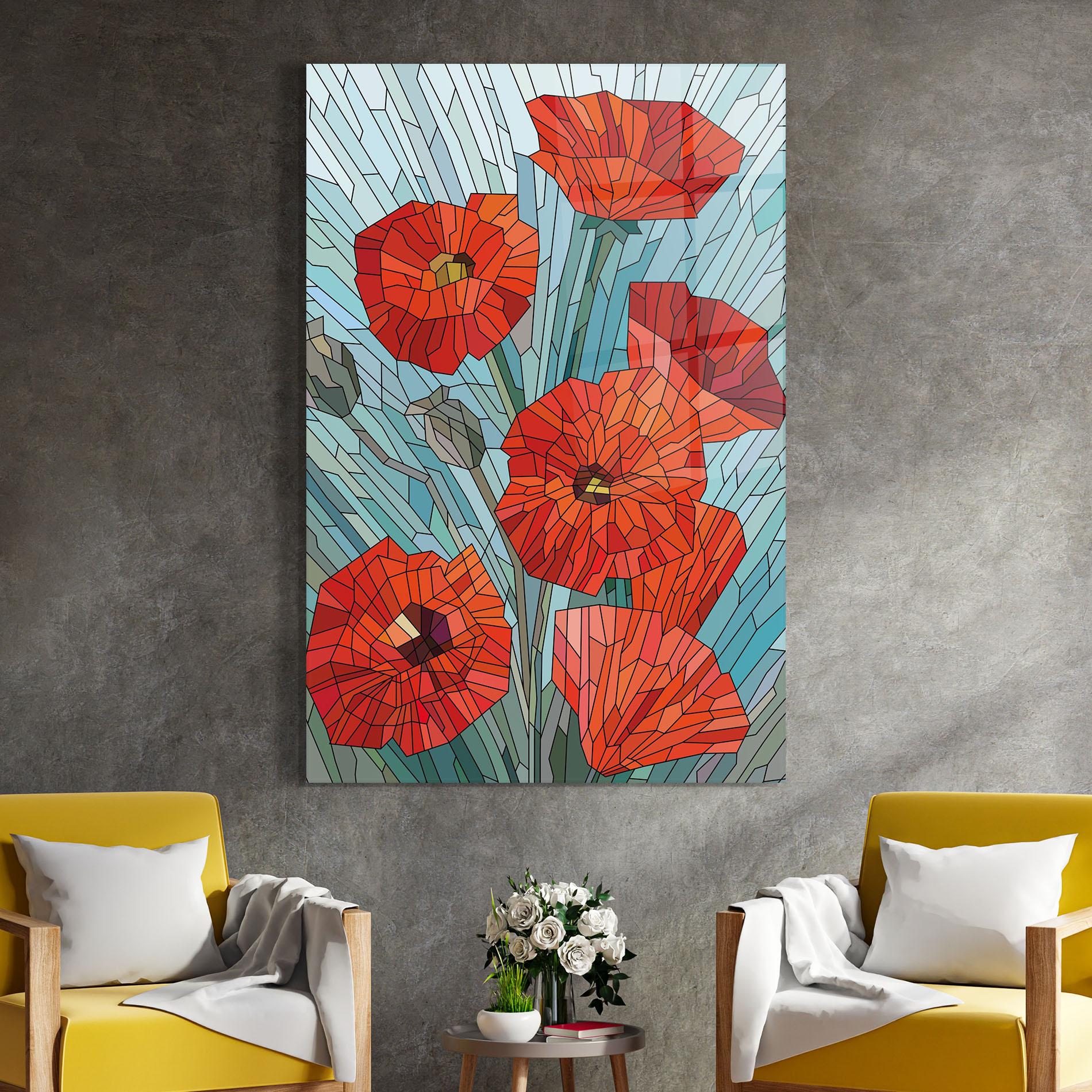 Obraz na Szkle Blue Glass Poppy mockup 4