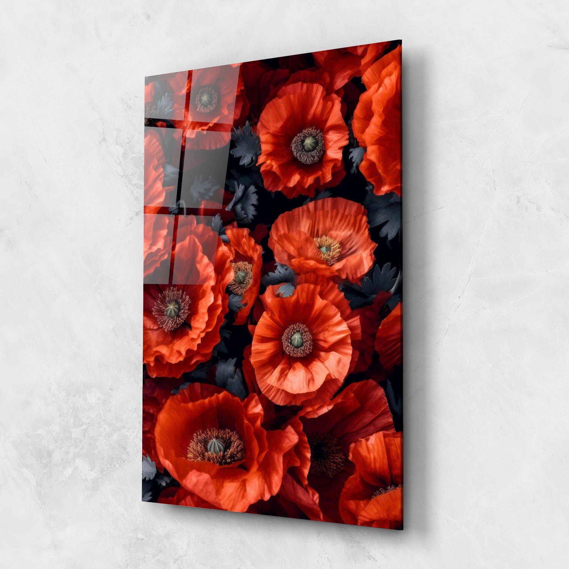 Obraz na Szkle Black Red Poppies mockup 1