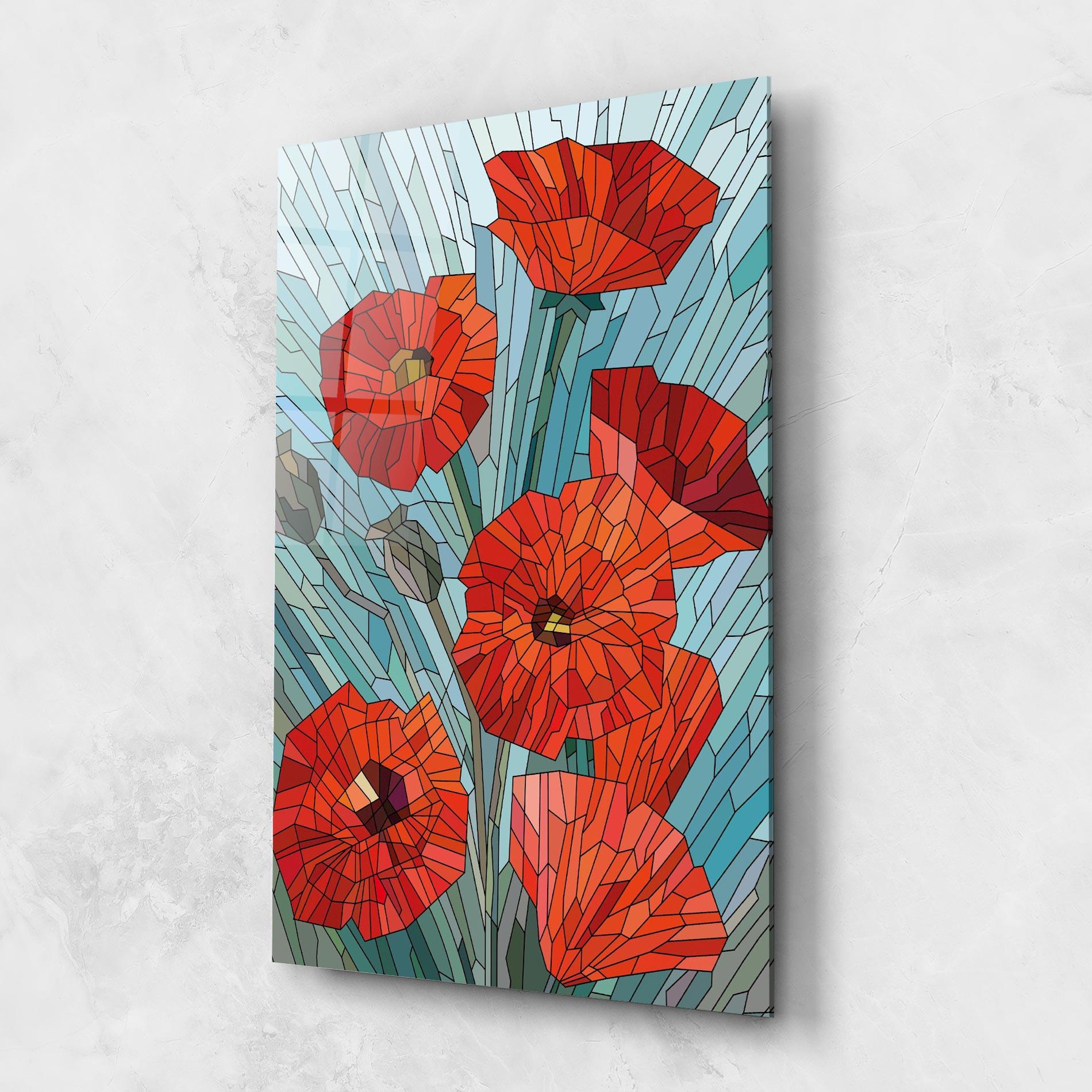 Obraz na Szkle Blue Glass Poppy mockup 1