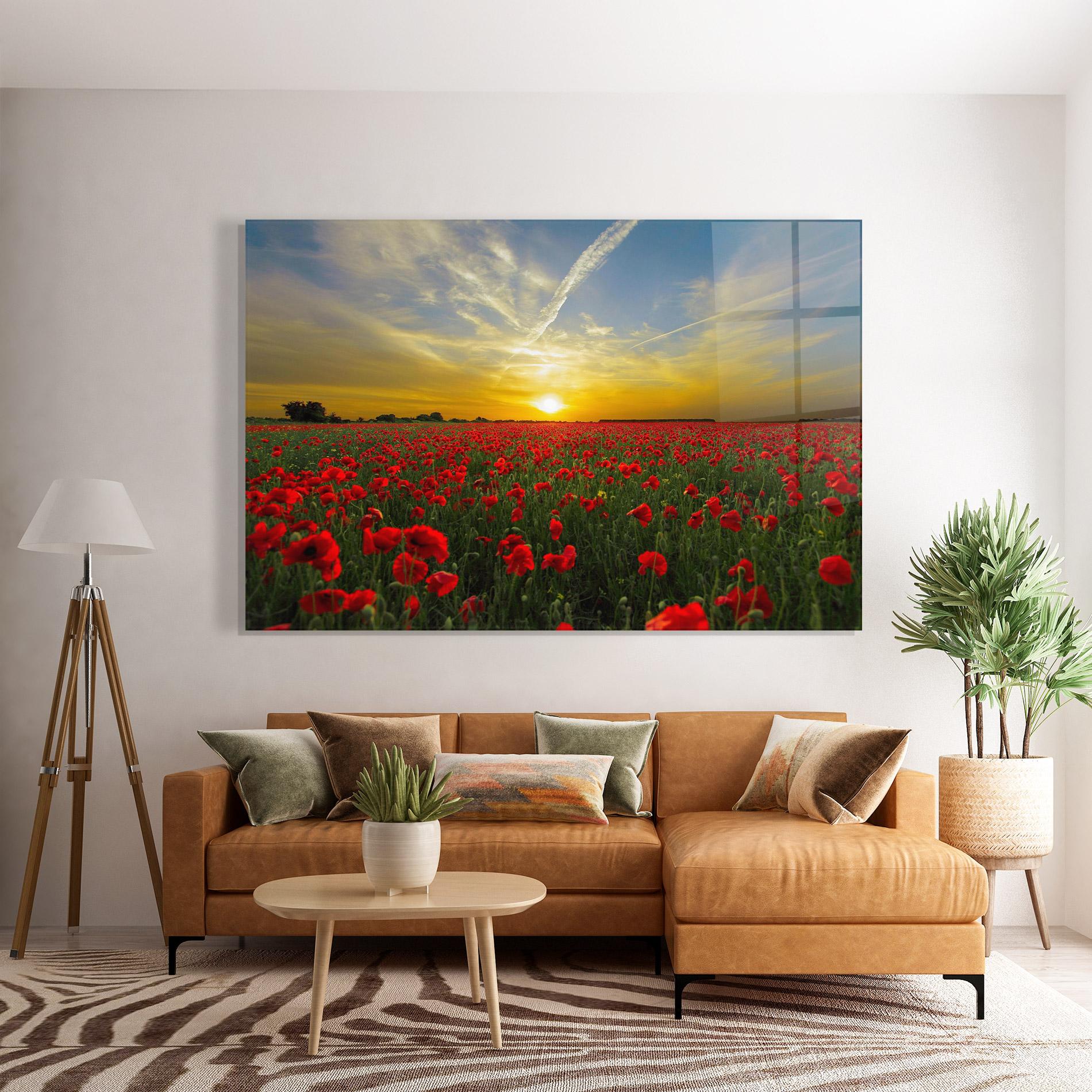 Obraz na Szkle Poppies Sunset mockup 7