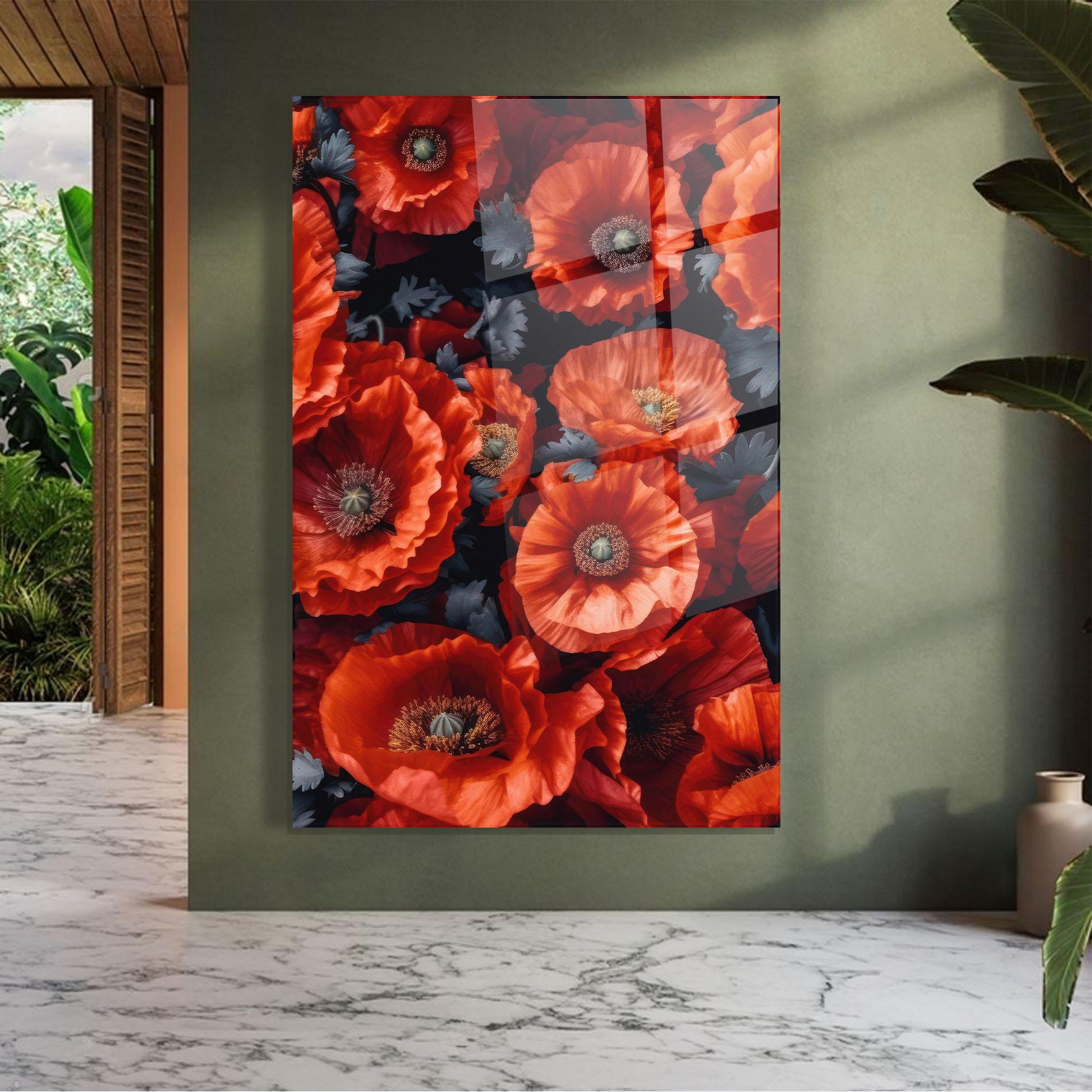 Obraz na Szkle Black Red Poppies mockup 7