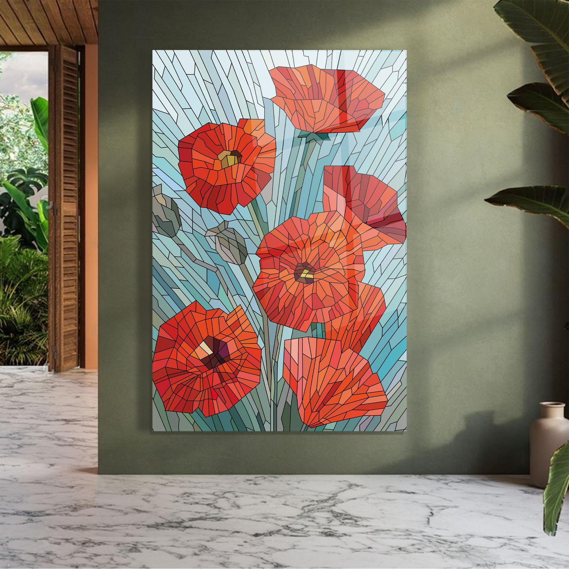 Obraz na Szkle Blue Glass Poppy mockup 7