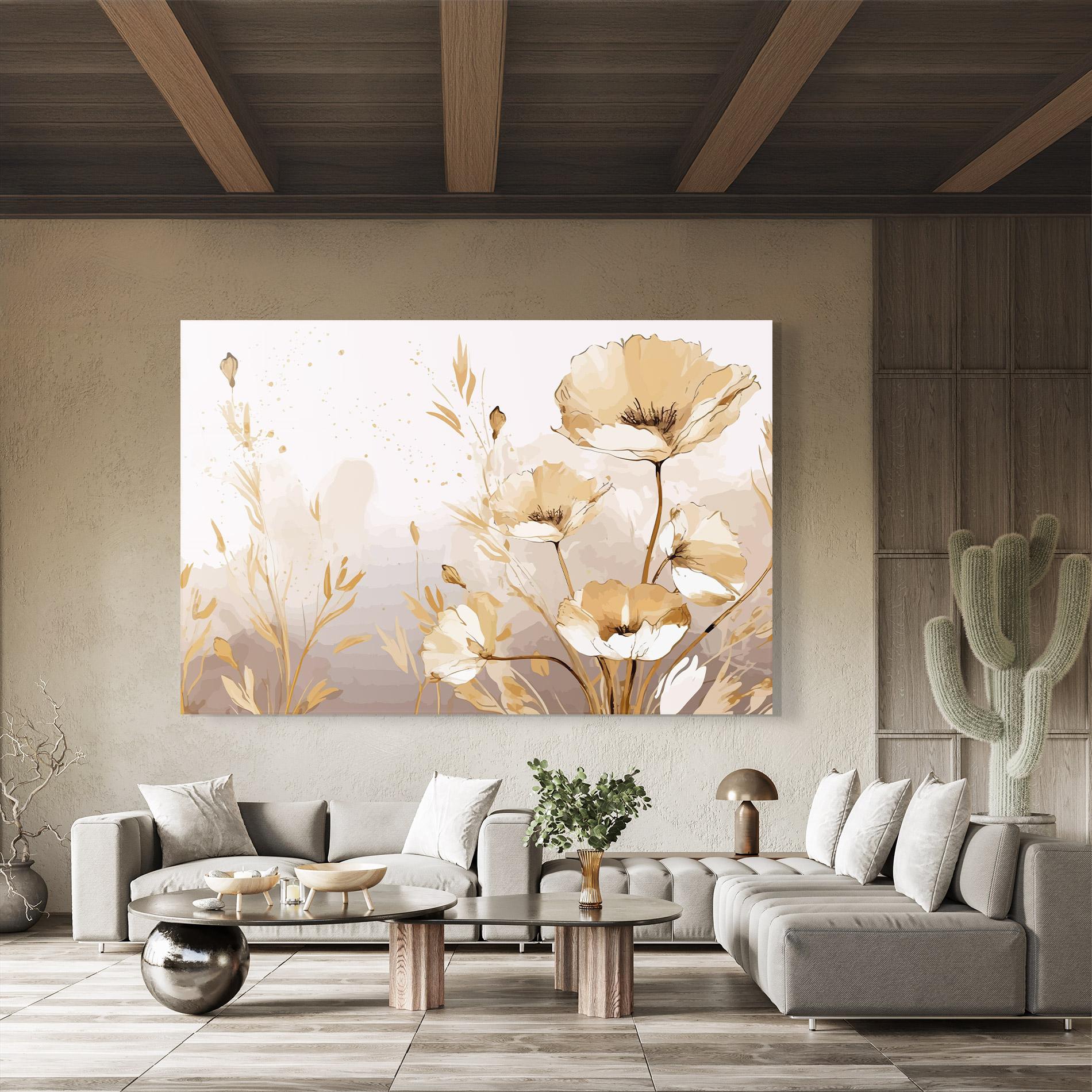 Obraz na Szkle Gold Cream Poppy mockup 8