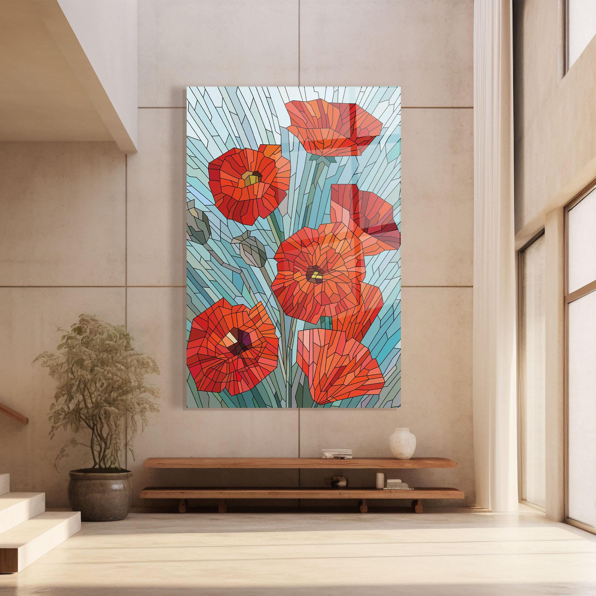 Obraz na Szkle Blue Glass Poppy mockup 8