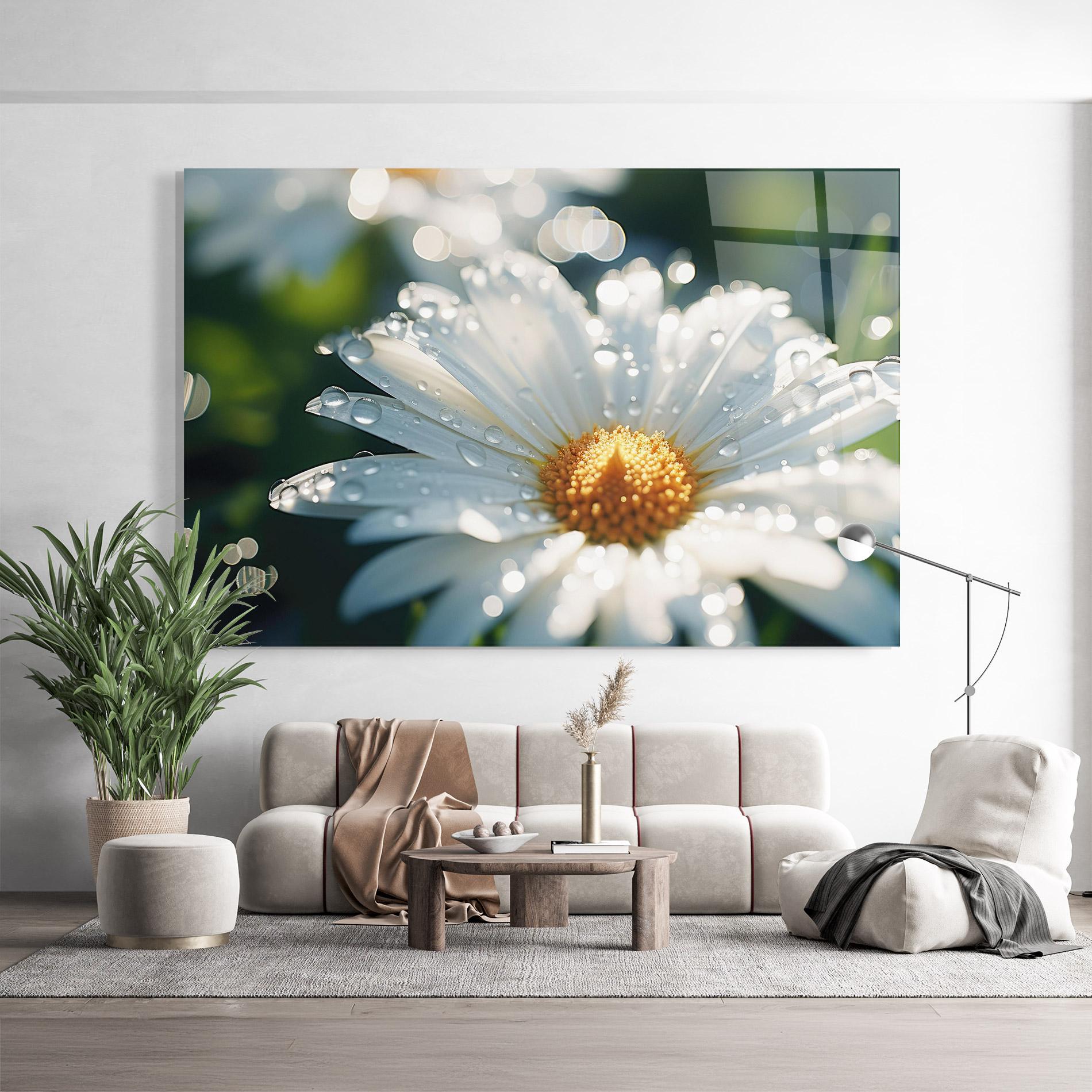 Obraz na Szkle Daisy After Rain Close Up mockup 9