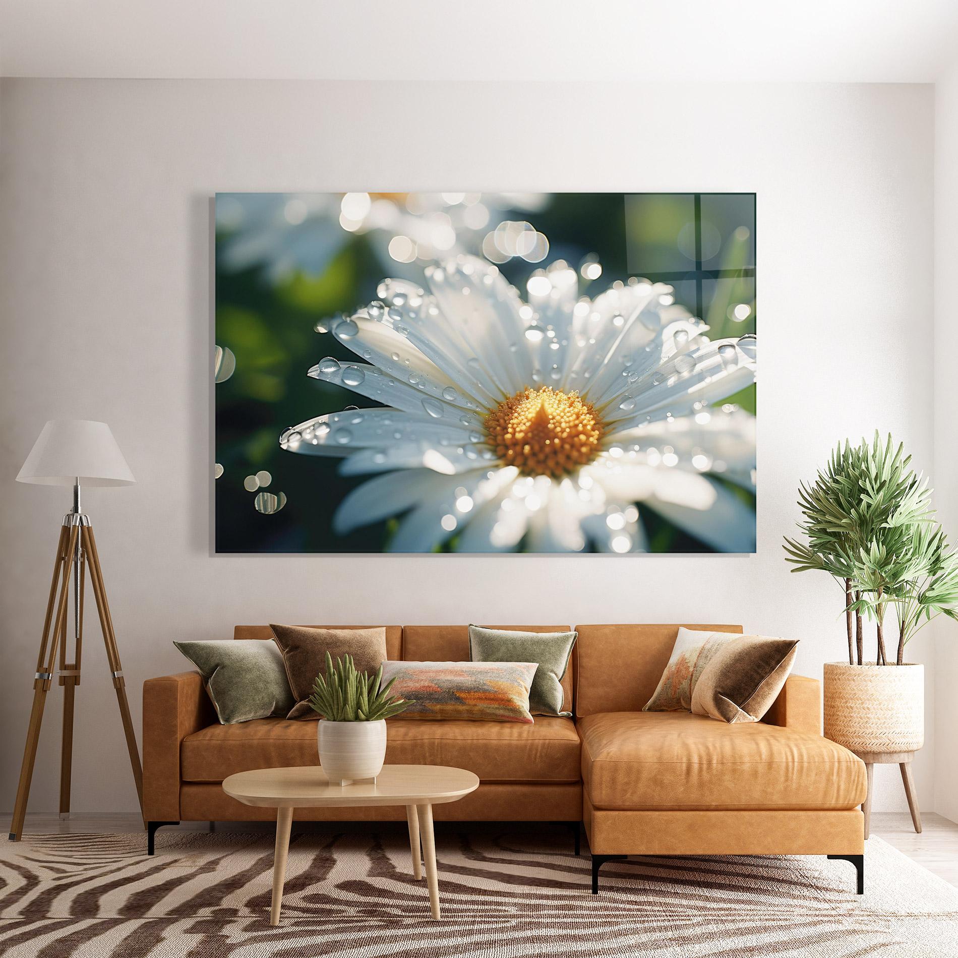 Obraz na Szkle Daisy After Rain Close Up mockup 7