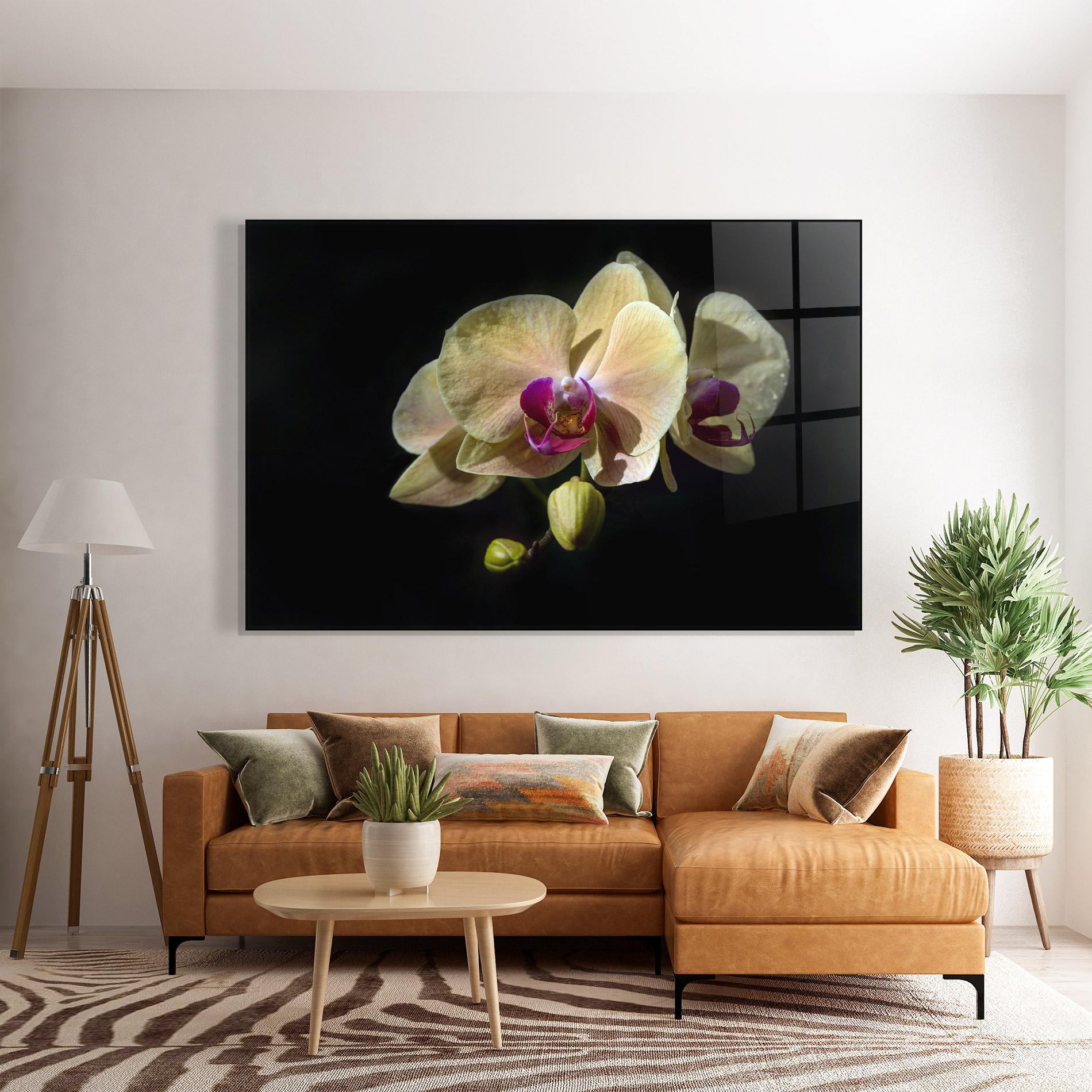 Obraz na Szkle Pastel Yellow Orchids mockup 7