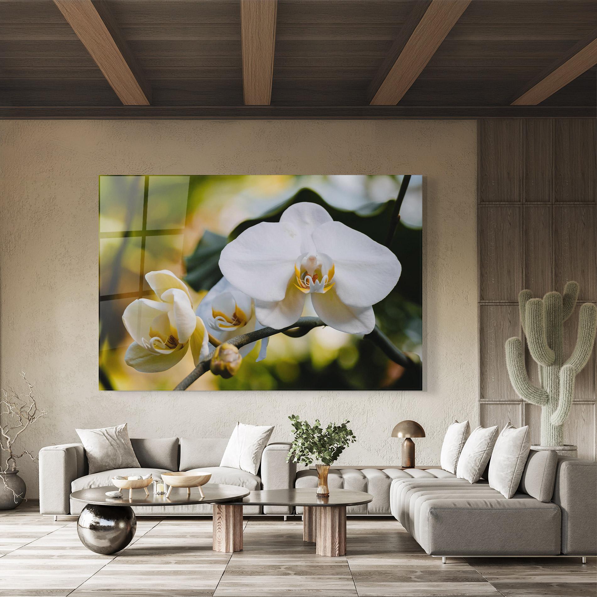 Obraz na Szkle Cream Orchid In Nature mockup 8