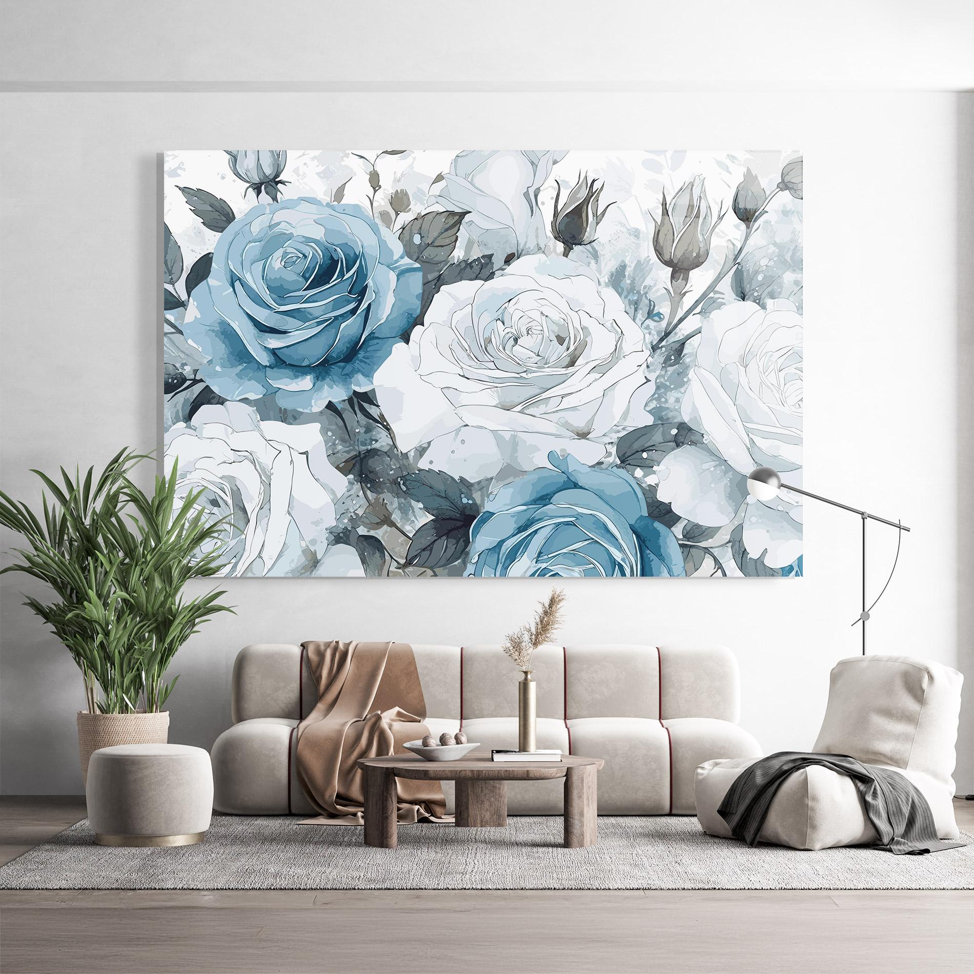 Obraz na Szkle Blue White Rose mockup 9