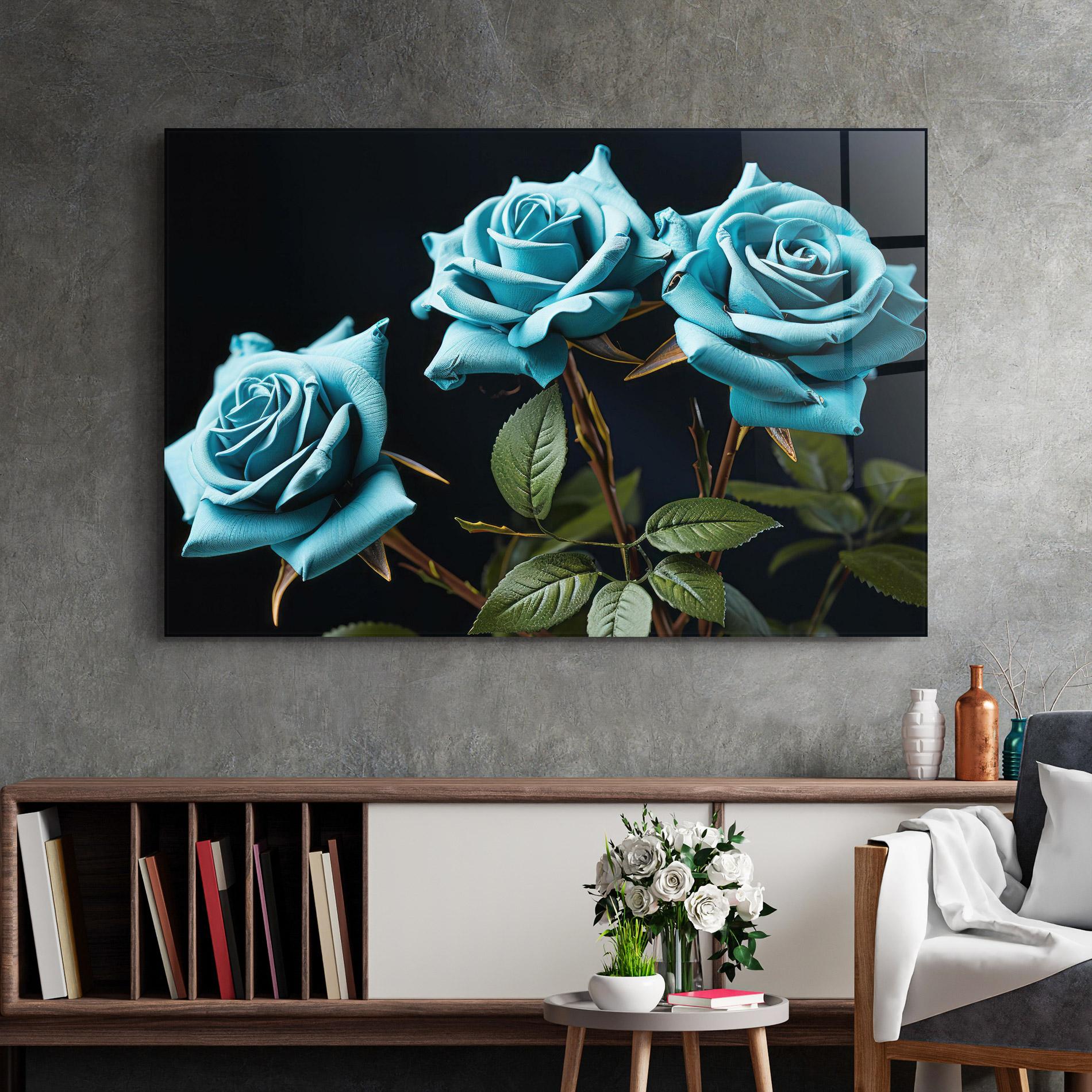 Obraz na Szkle Blue Roses mockup 2