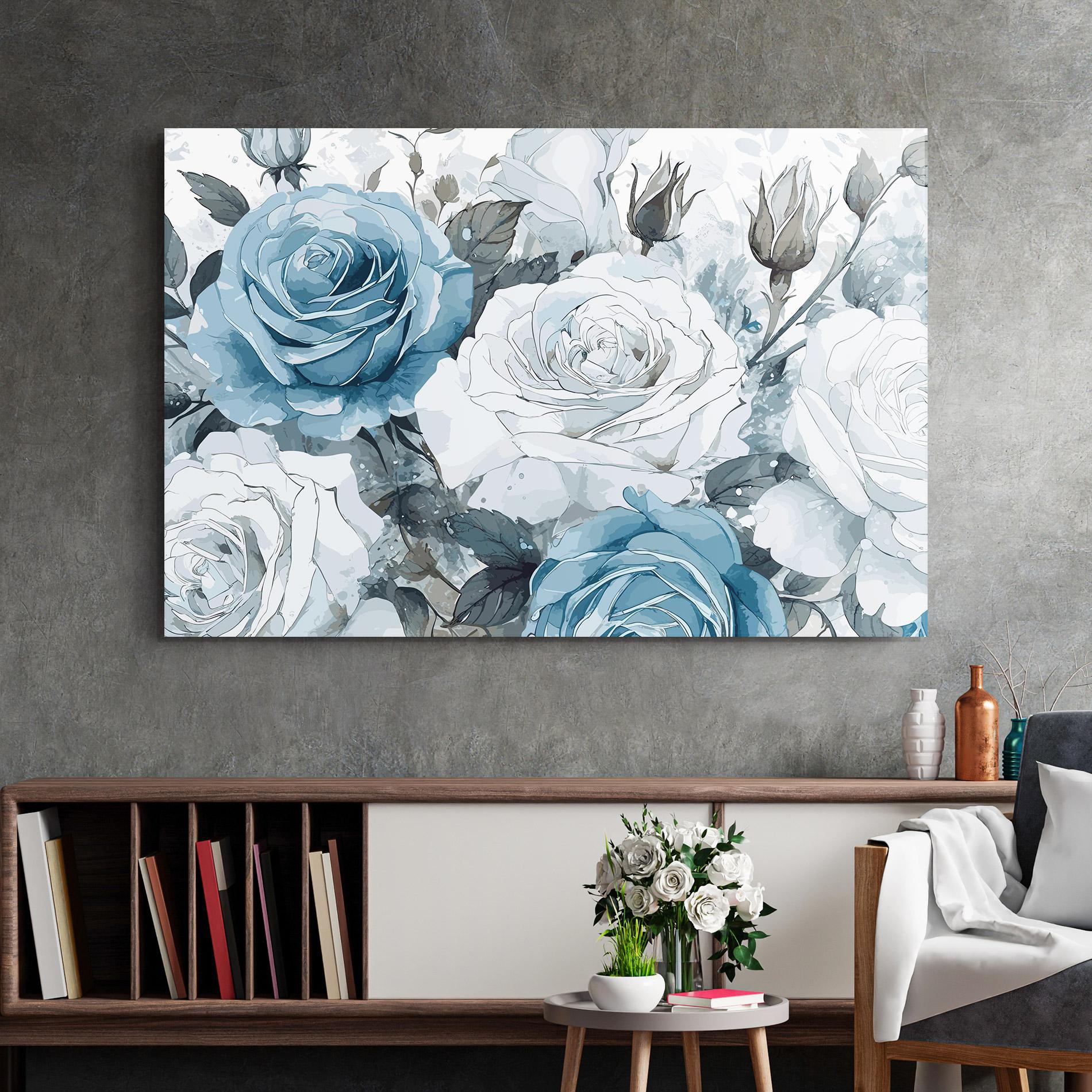 Obraz na Szkle Blue White Rose mockup 2