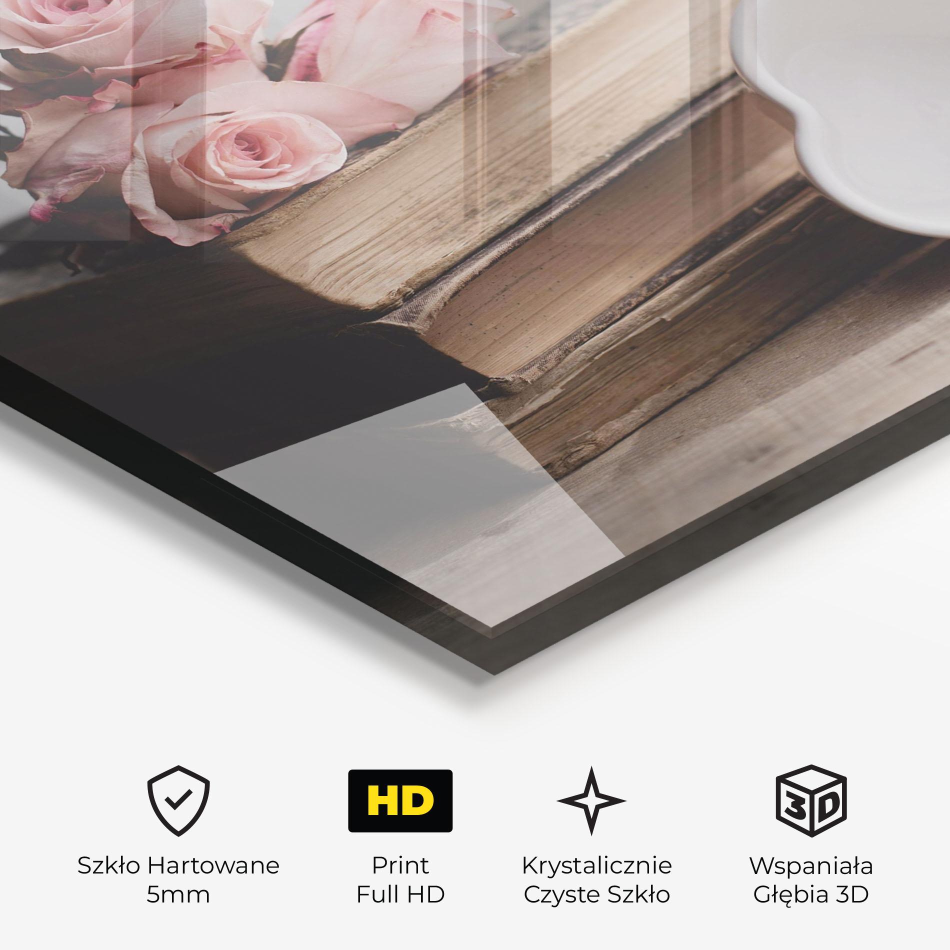 Obraz na Szkle Books With Roses mockup 3