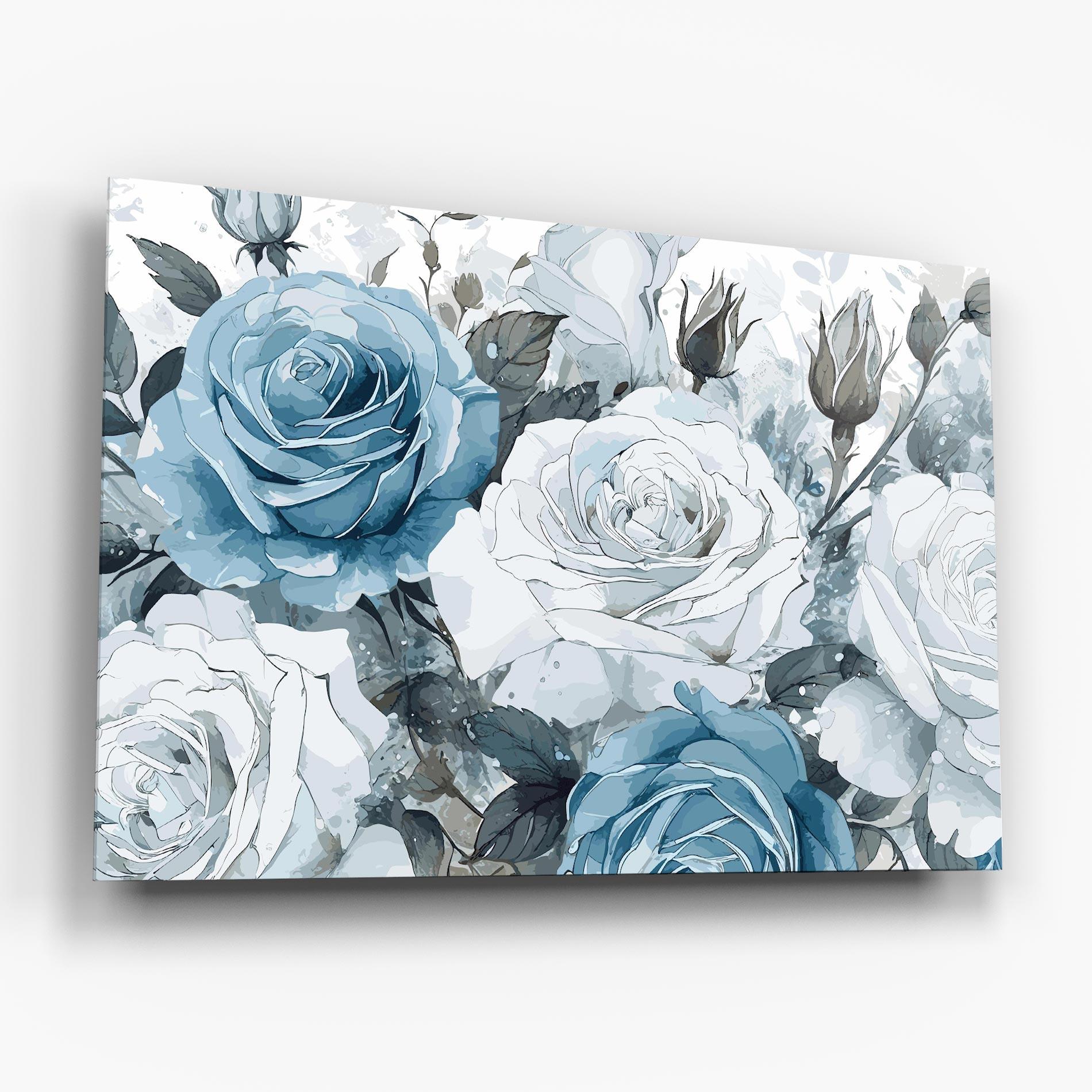 Obraz na Szkle Blue White Rose mockup 6