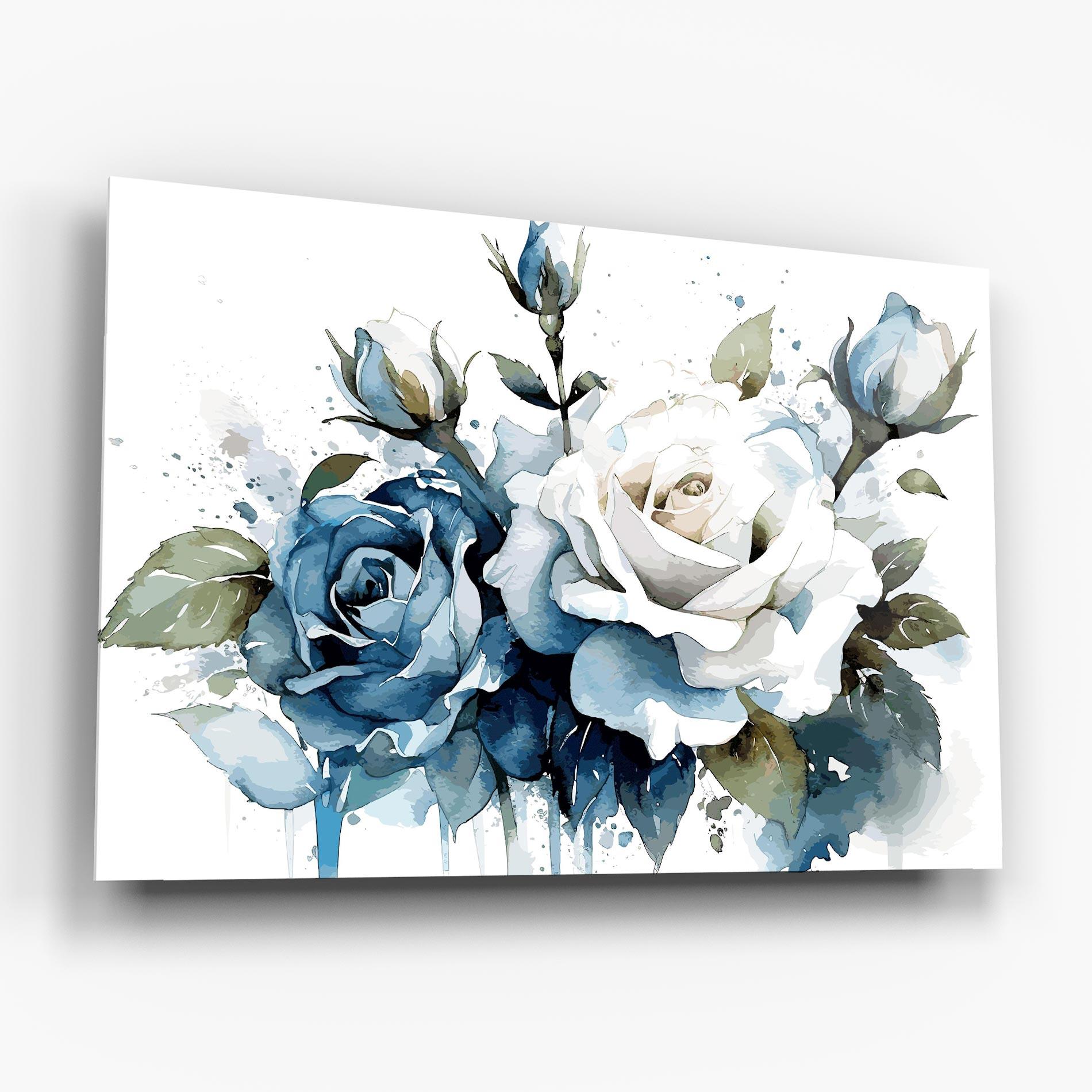 Obraz na Szkle Blue White Roses mockup 6