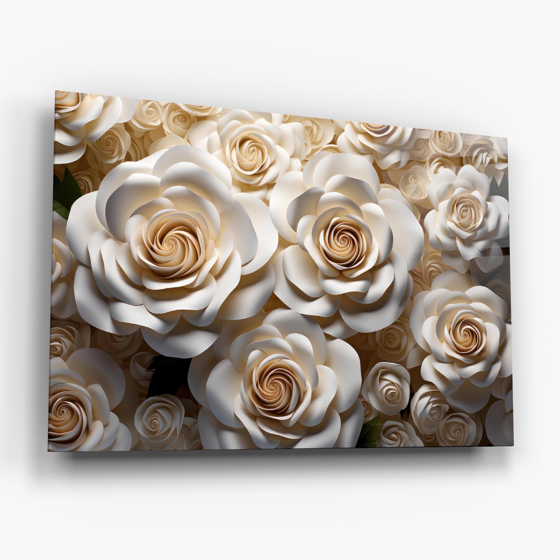 Obraz na Szkle Cream Roses Wall mockup 6